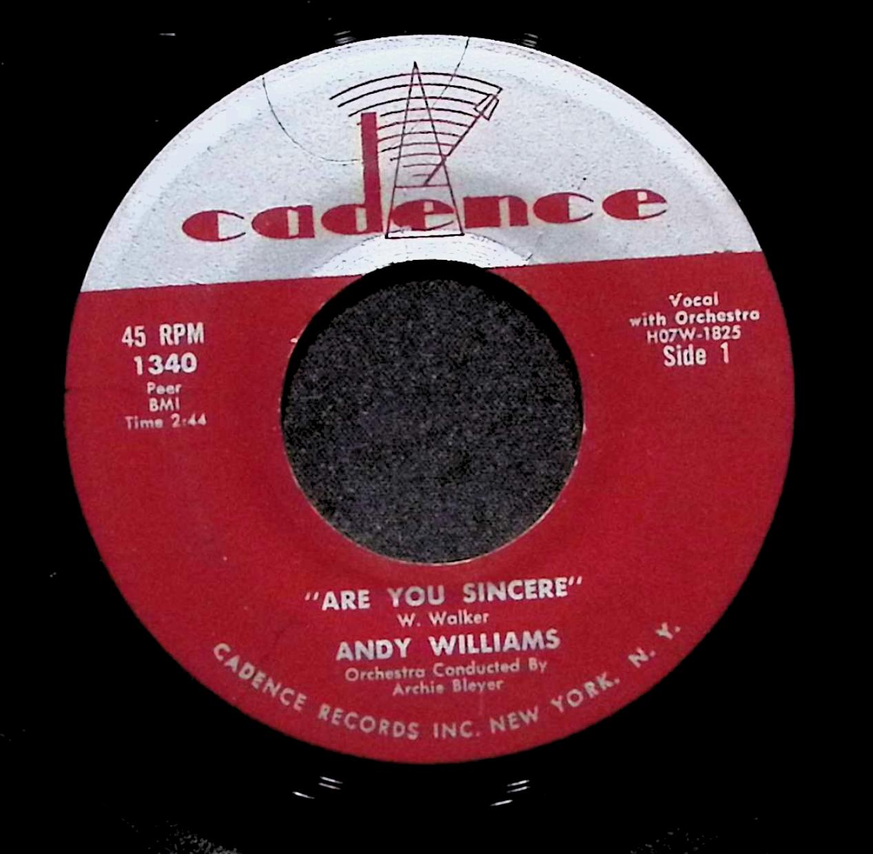 Andy Williams Are You Sincere 1340 VG 45rpm Vinyl Record — image 4