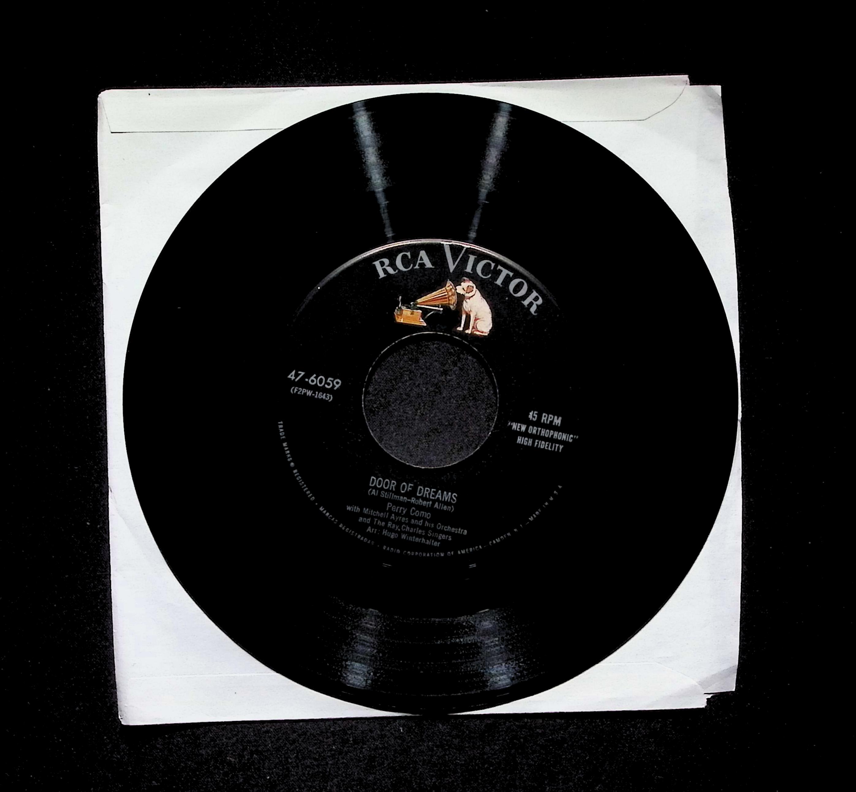 Perry Como Door Of Dreams Nobody 47-6059 VG 45rpm Vinyl Record