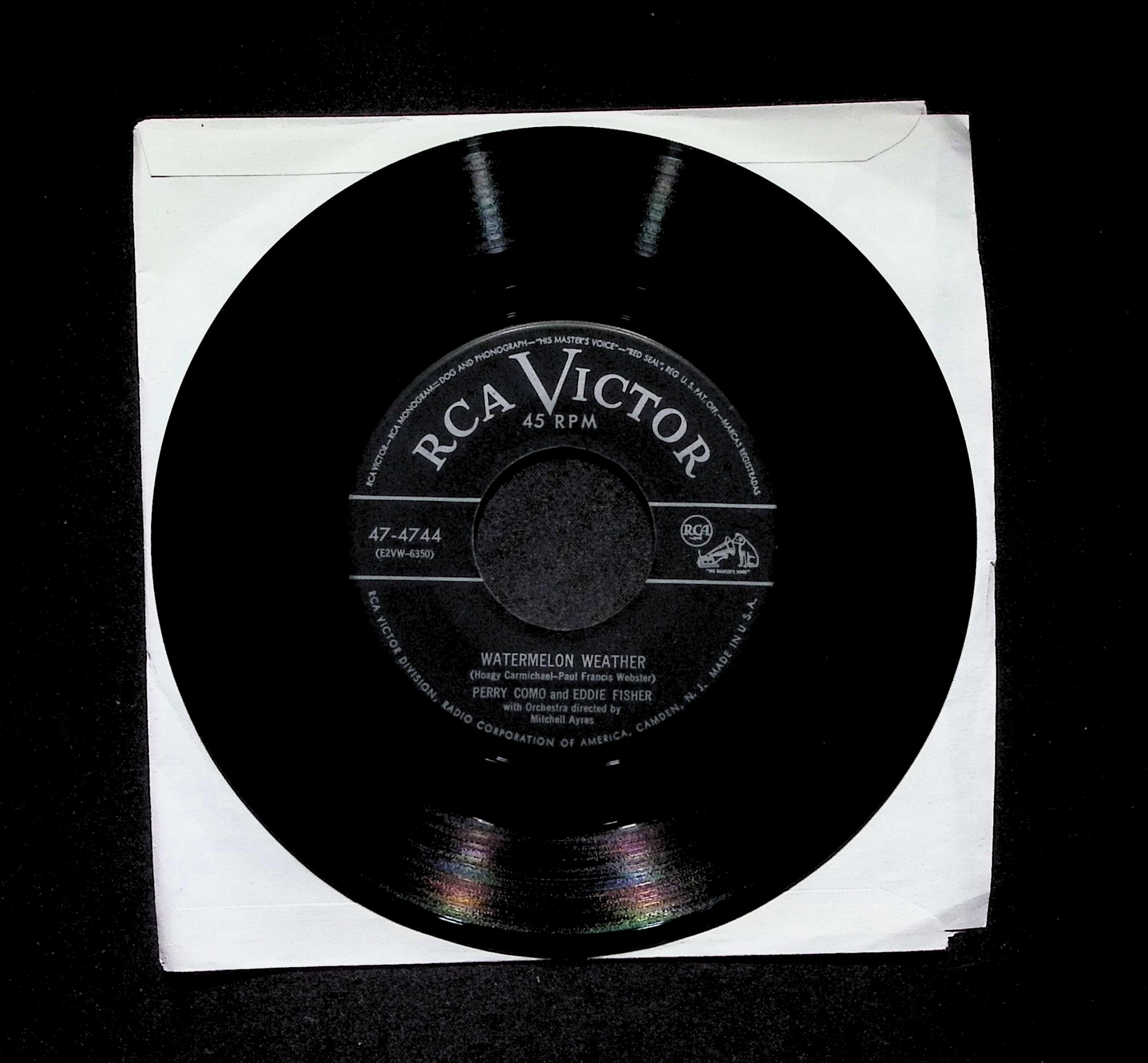 Perry Como Maybe Watermelon Weather 47-4744 VG 45rpm Vinyl Record — image 3