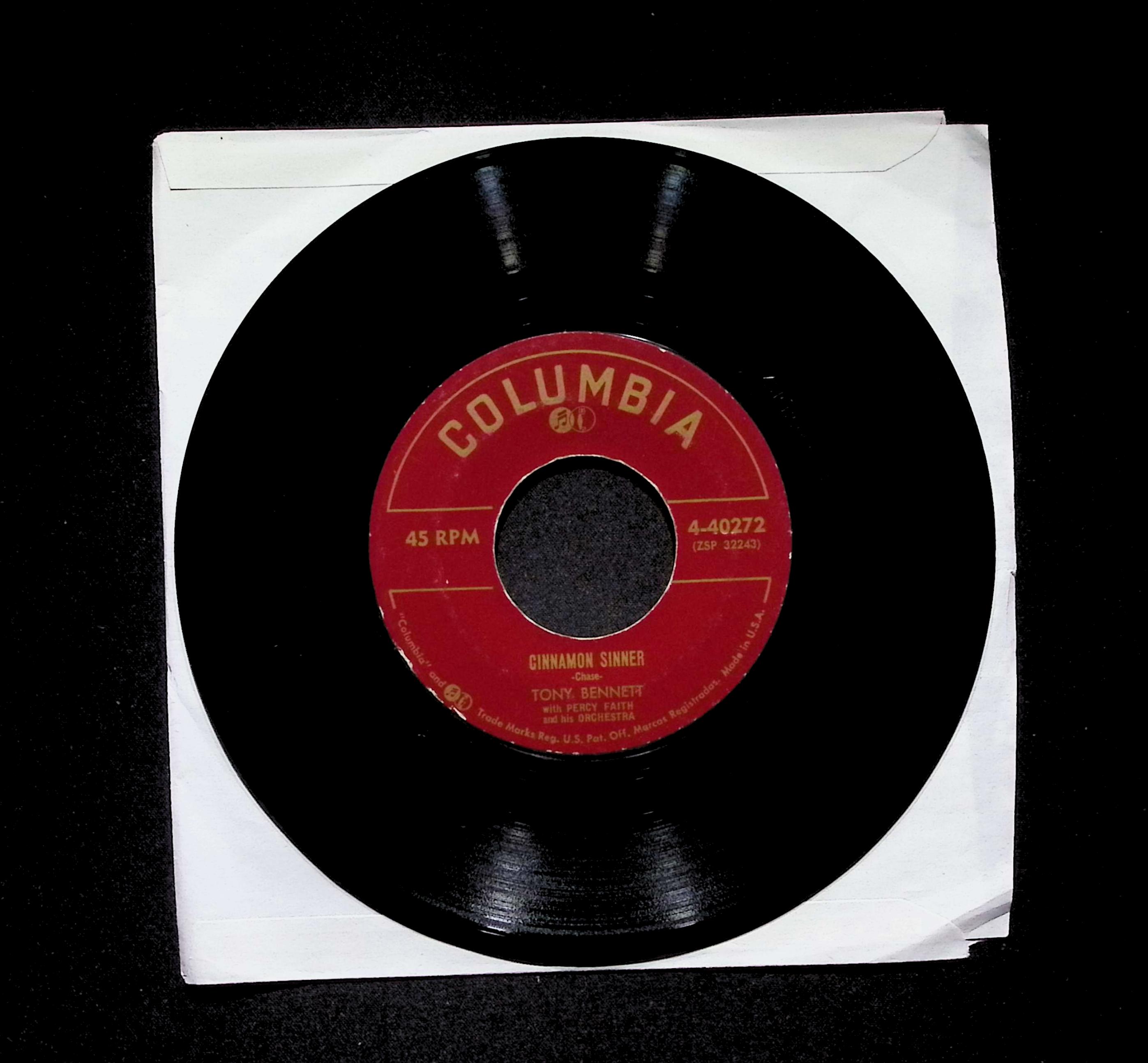 Tony Bennett Cinnamon Sinner Take Me Back Again 4-40272 VG 45rpm Vinyl Record