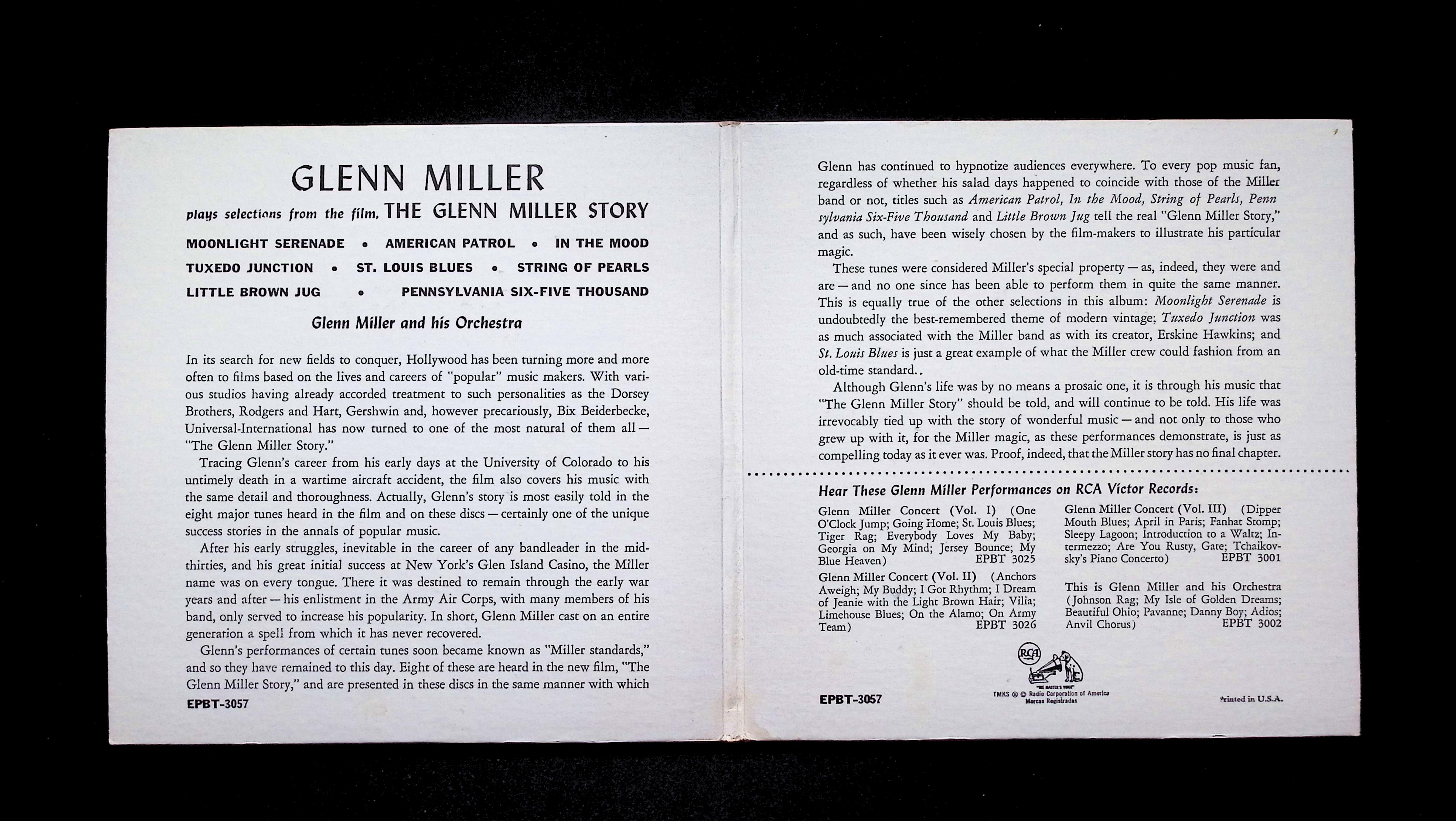 Glenn Miller Orchestra Selections From The Film 7" EP 1954 EPBT-3057 Jazz — image 2