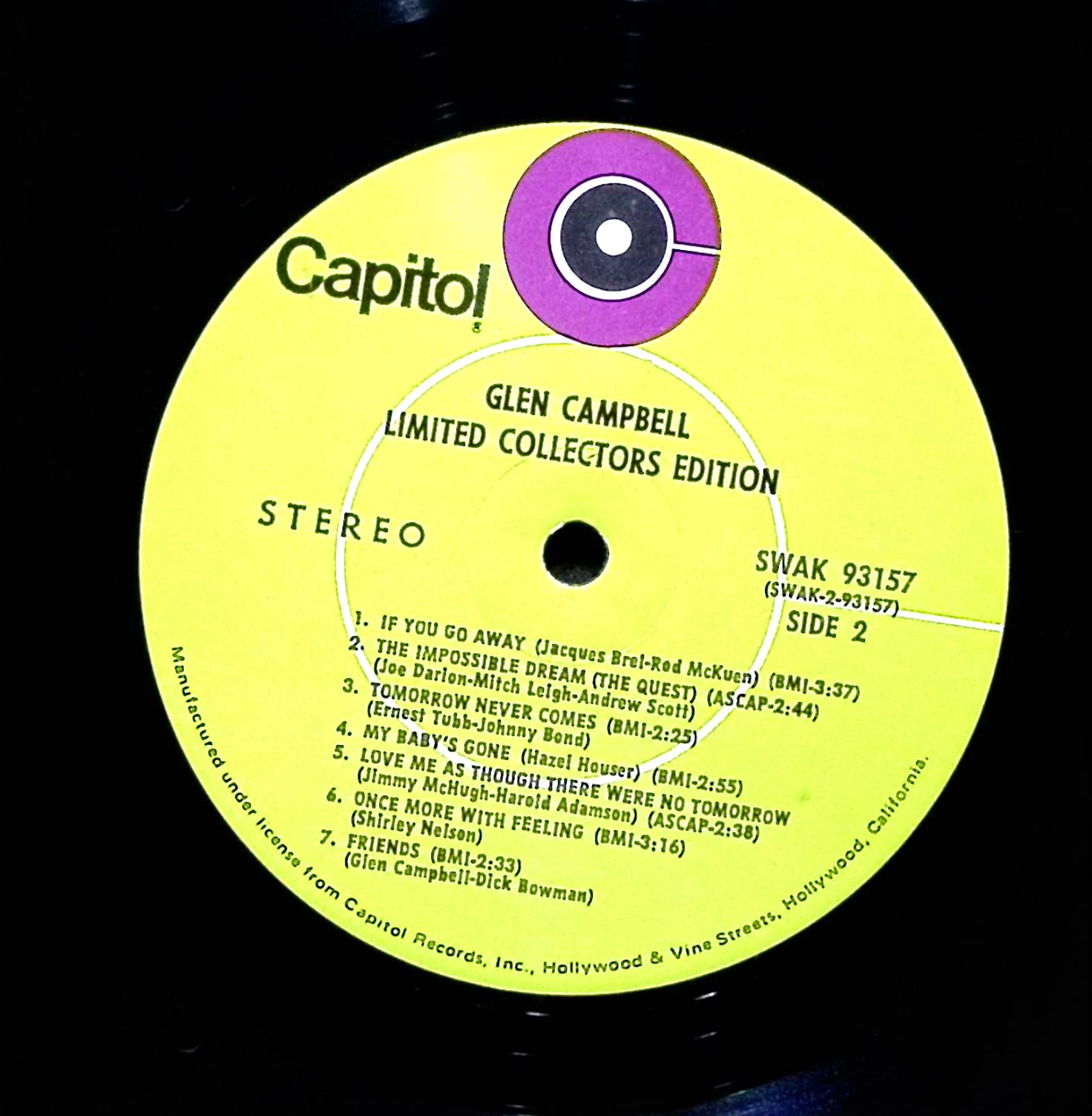 Glen Campbell Limited Collector's Edition 12" LP 1970 SWAK 93157 Rock — image 3