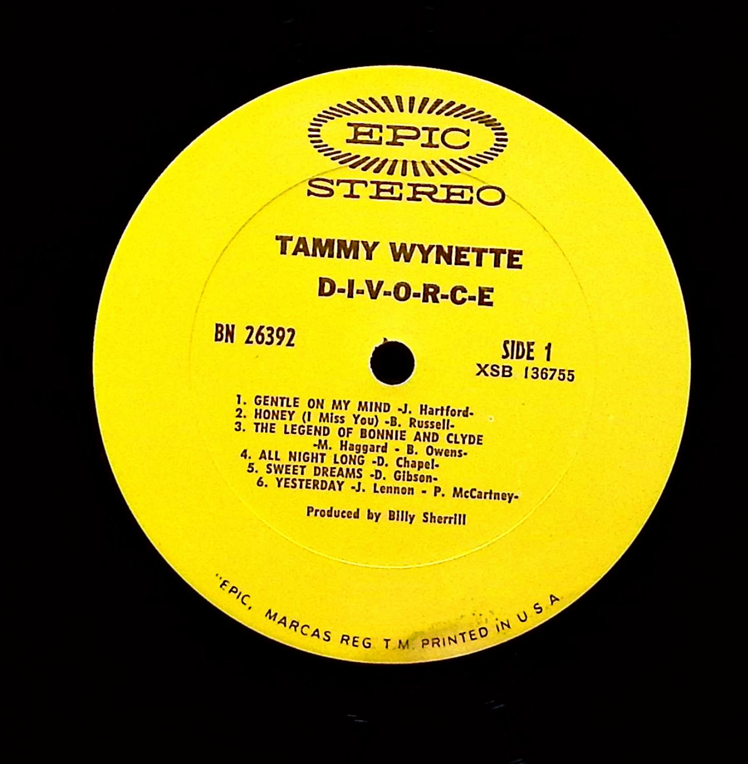 Tammy Wynette D-I-V-O-R-C-E 12" LP 1968 BN 26392 Folk, World, & Country — image 5