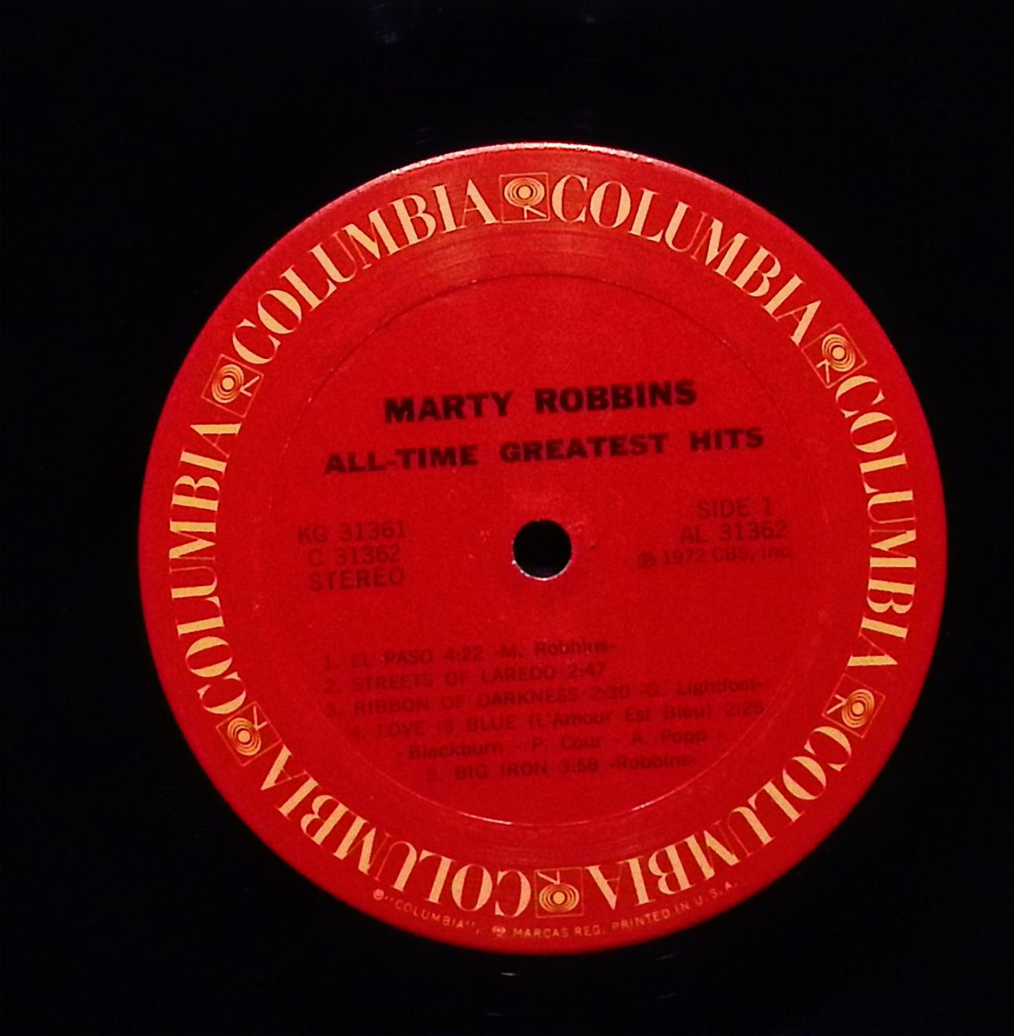Marty Robbins Marty Robbins' All-Time Greatest Hits 12" LP KG 31361 Pop — image 3