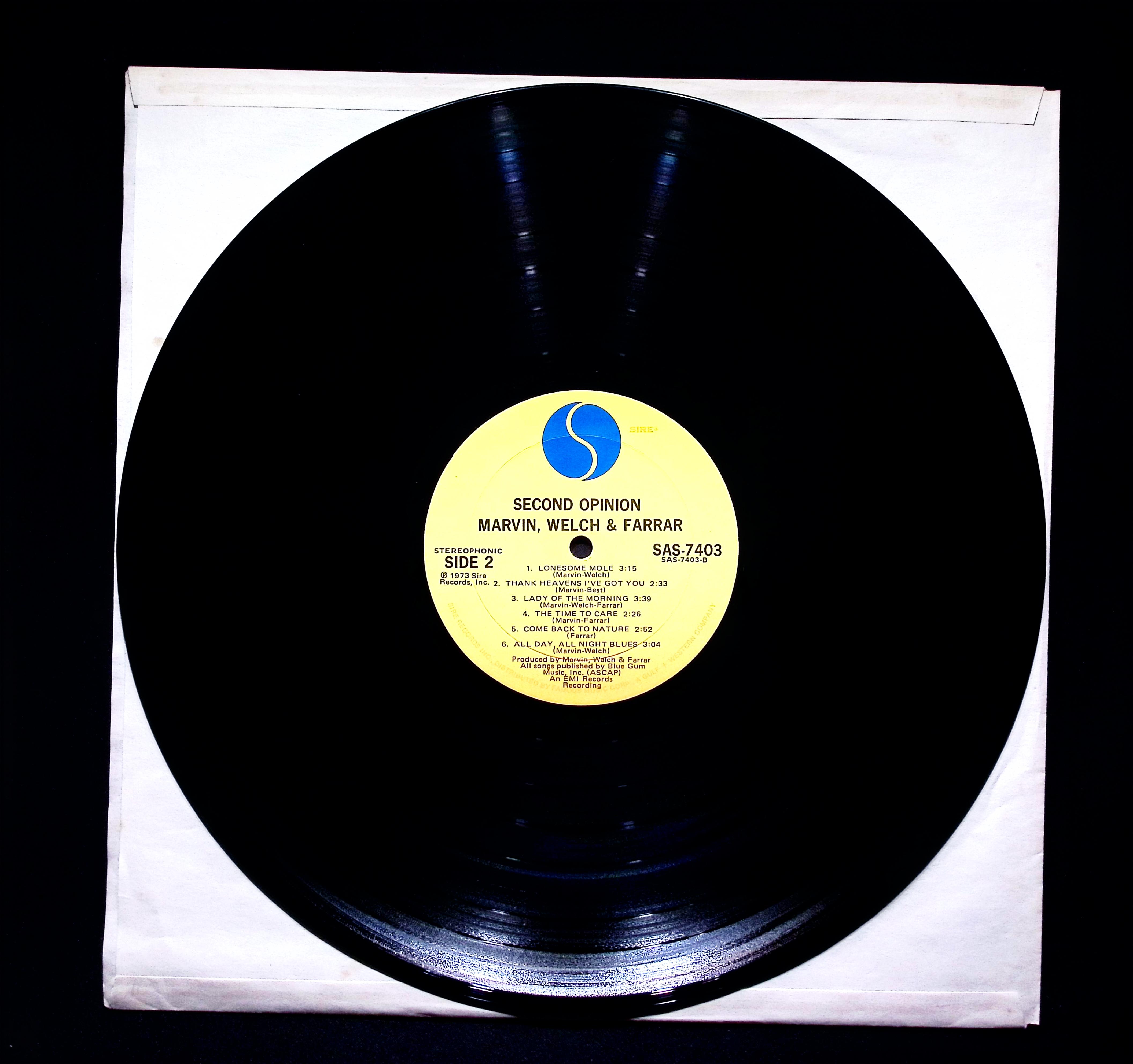 Marvin, Welch & Farrar Second Opinion 12" LP 1973 SAS-7403 Rock — image 2