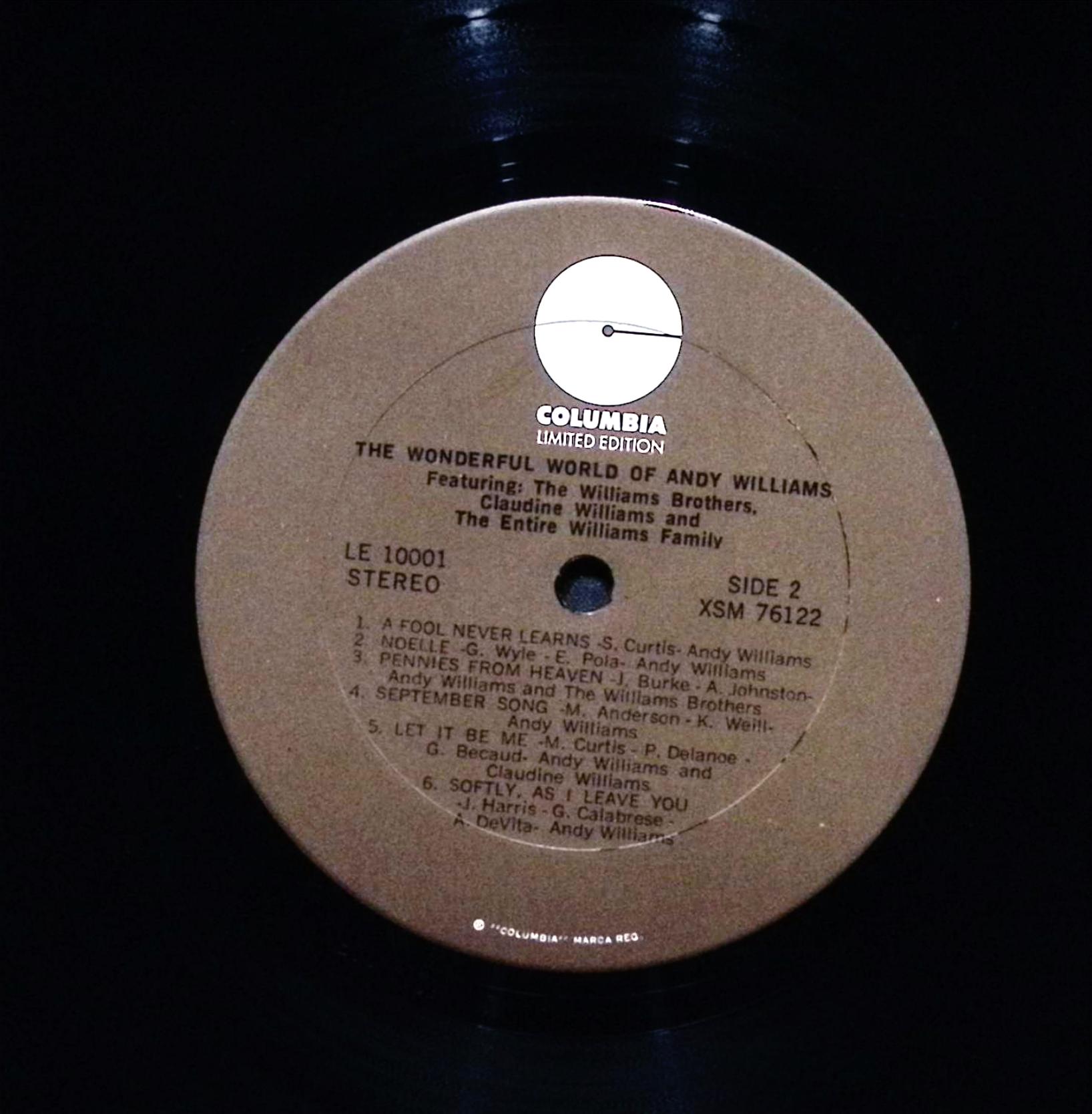 Andy Williams The Wonderful World Of Andy Williams 12" LP 1972 LE 10001 Jazz — image 5