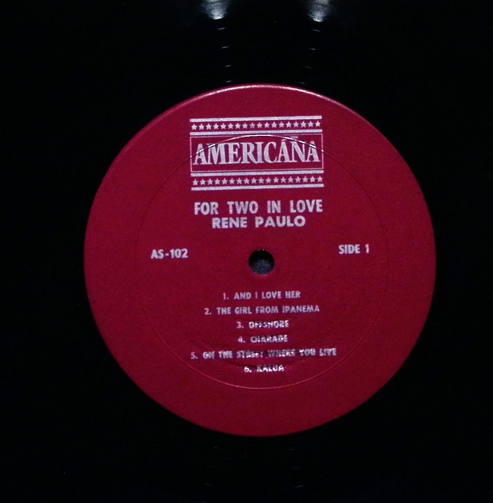 Rene Paulo For Two In Love Americana AS-102 Hawaii Exotica Lounge Piano LP — image 3