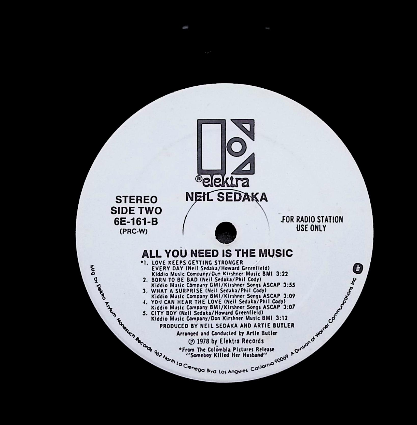 Neil Sedaka All You Need Is The Music 12" LP 1978 6E-161 Rock — image 3