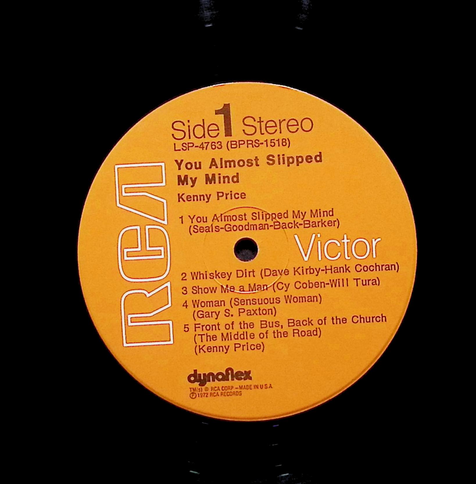 Kenny Price You Almost Slipped My Mind 12" LP 1972 LSP-4763 Country — image 3