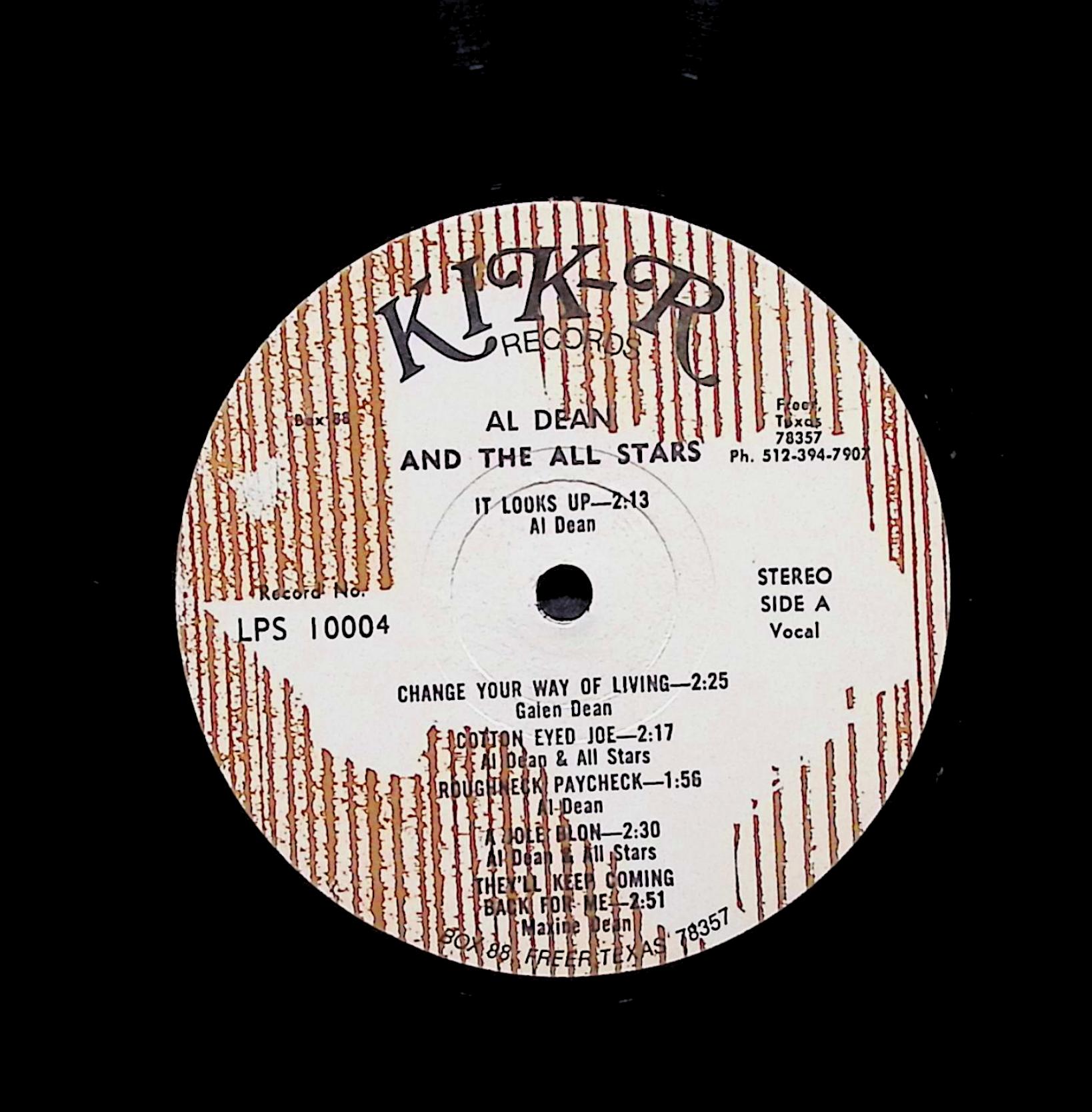 Al Dean & The All Stars From Texas To Nashville 12" LP 1967 LPS 10004 — image 3