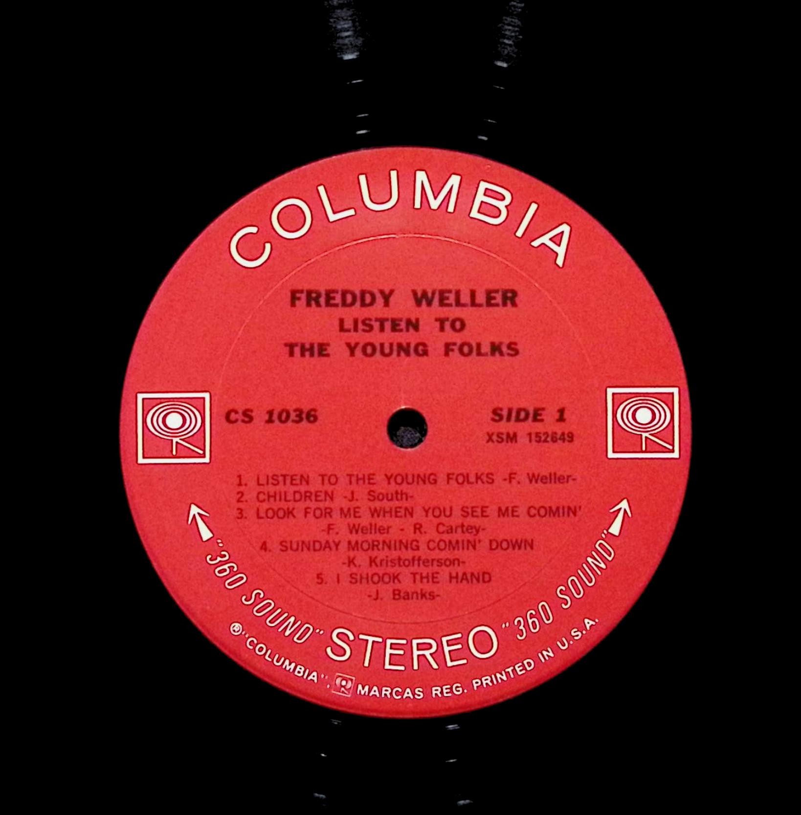 Freddy Weller Listen To The Young Folks 12" LP 1970 CS 1036 Country — image 3