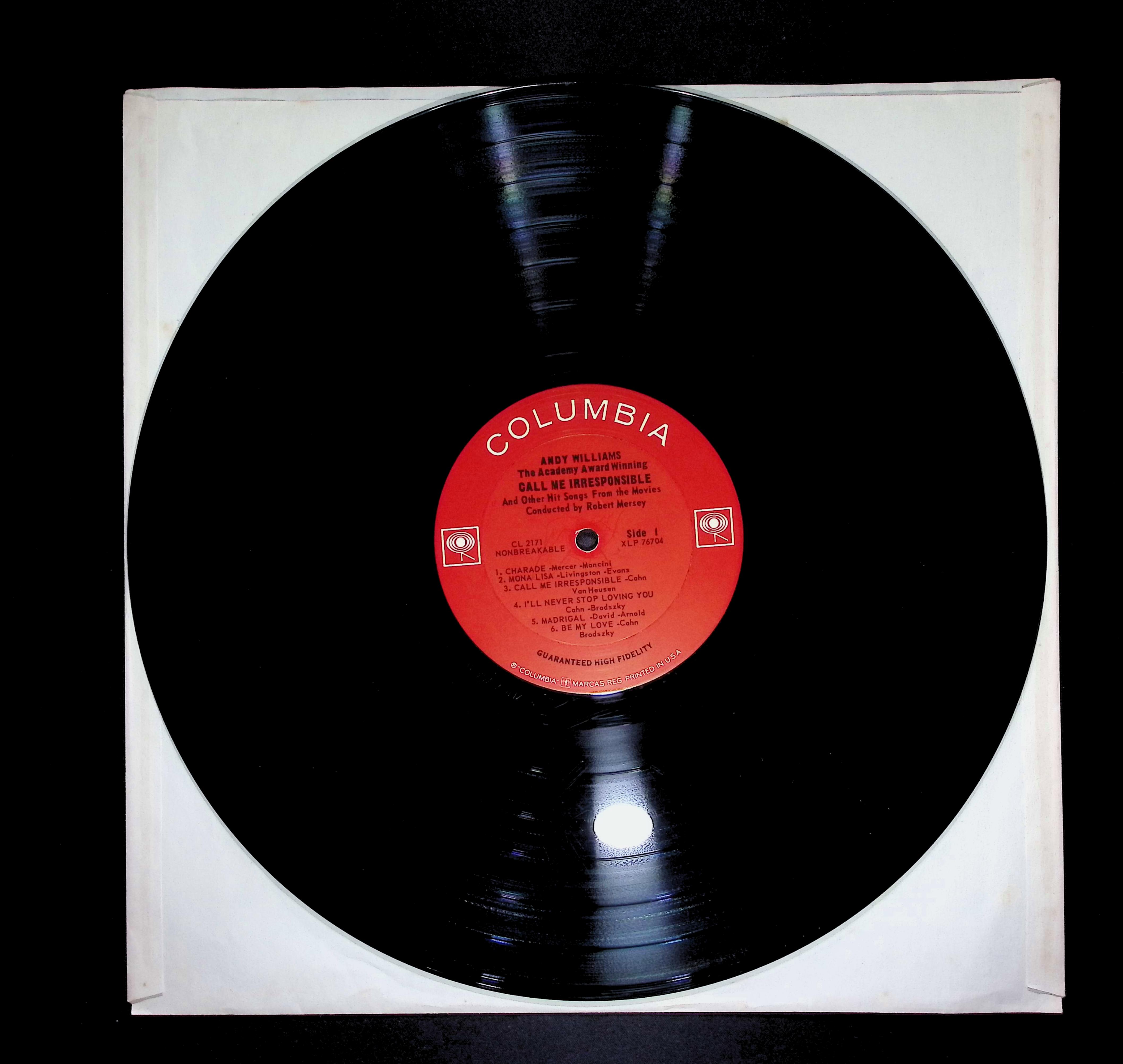 Andy Williams - Call Me Irresponsible... 12" LP 1964 CL 2171 Jazz — image 3