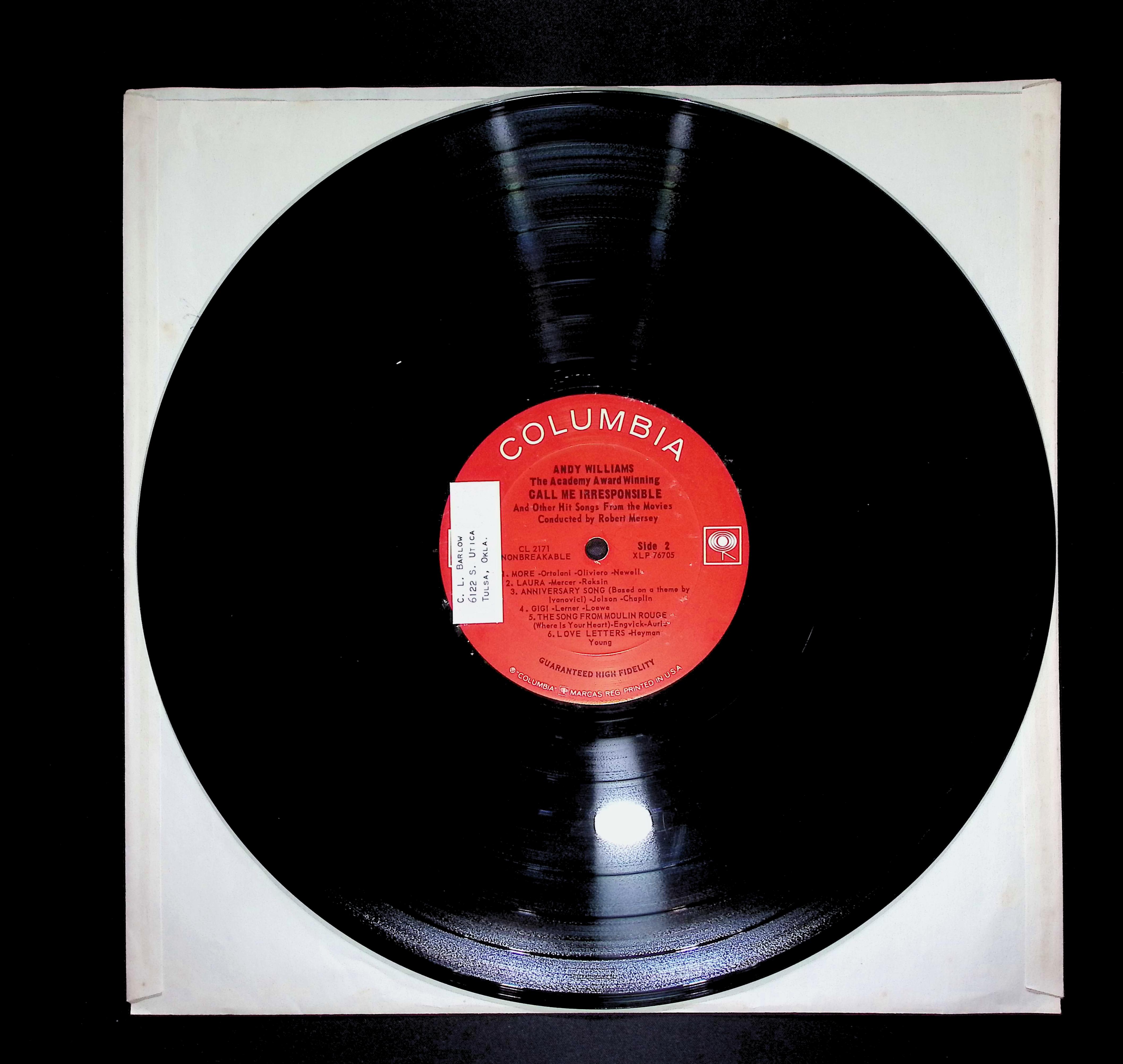Andy Williams - Call Me Irresponsible... 12" LP 1964 CL 2171 Jazz — image 5