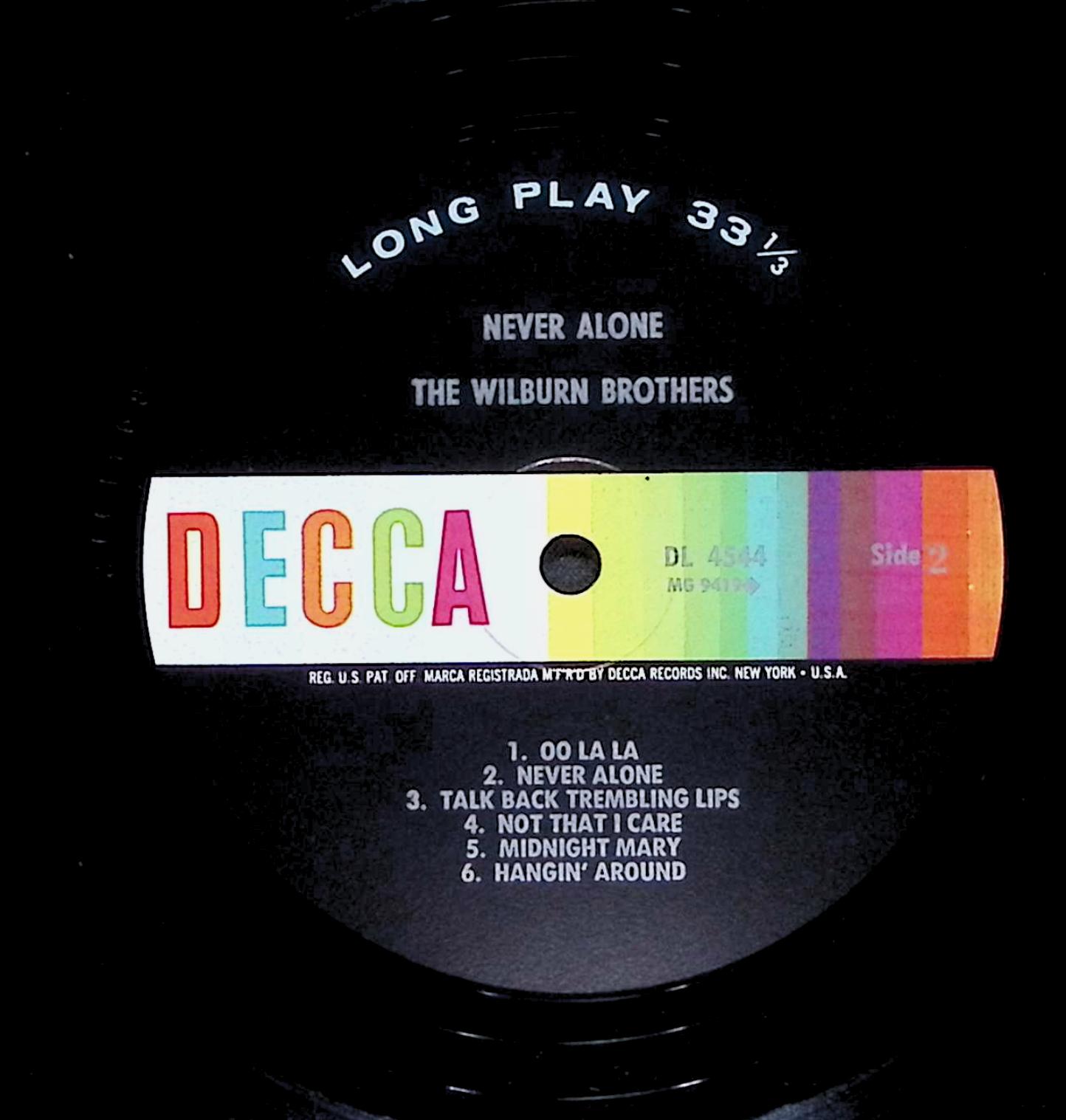 The Wilburn Brothers Never Alone 12" LP 1964 DL 4544 Folk, World, & Country — image 4