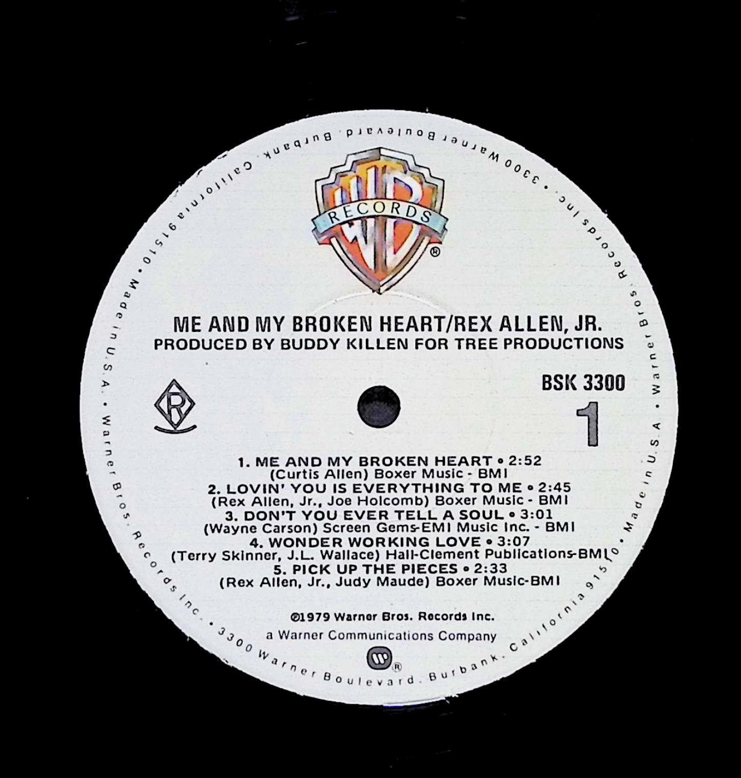 Rex Allen Jr. Me And My Broken Heart 12" LP 1979 BSK 3300 Folk, World, & Country — image 2
