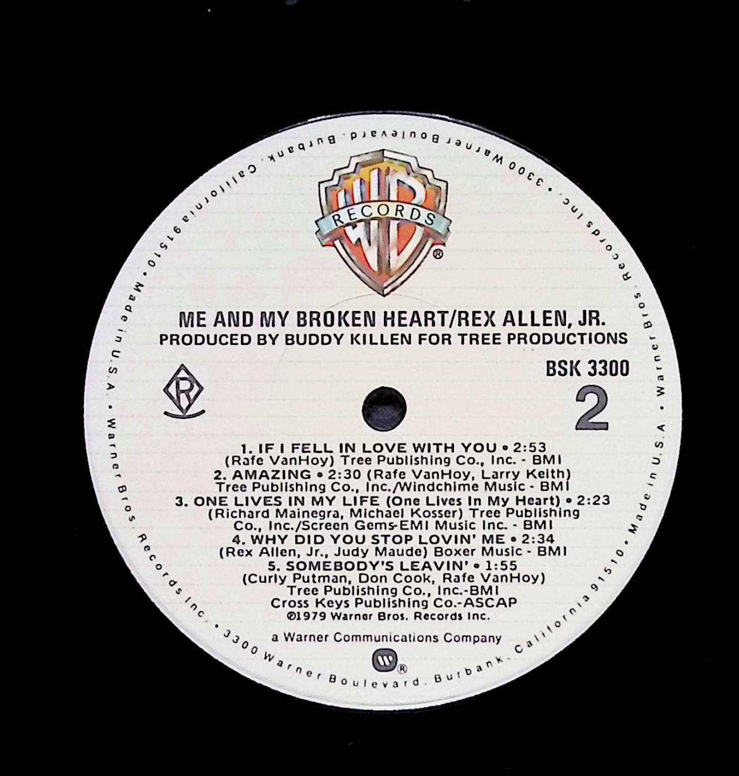 Rex Allen Jr. Me And My Broken Heart 12" LP 1979 BSK 3300 Folk, World, & Country — image 4