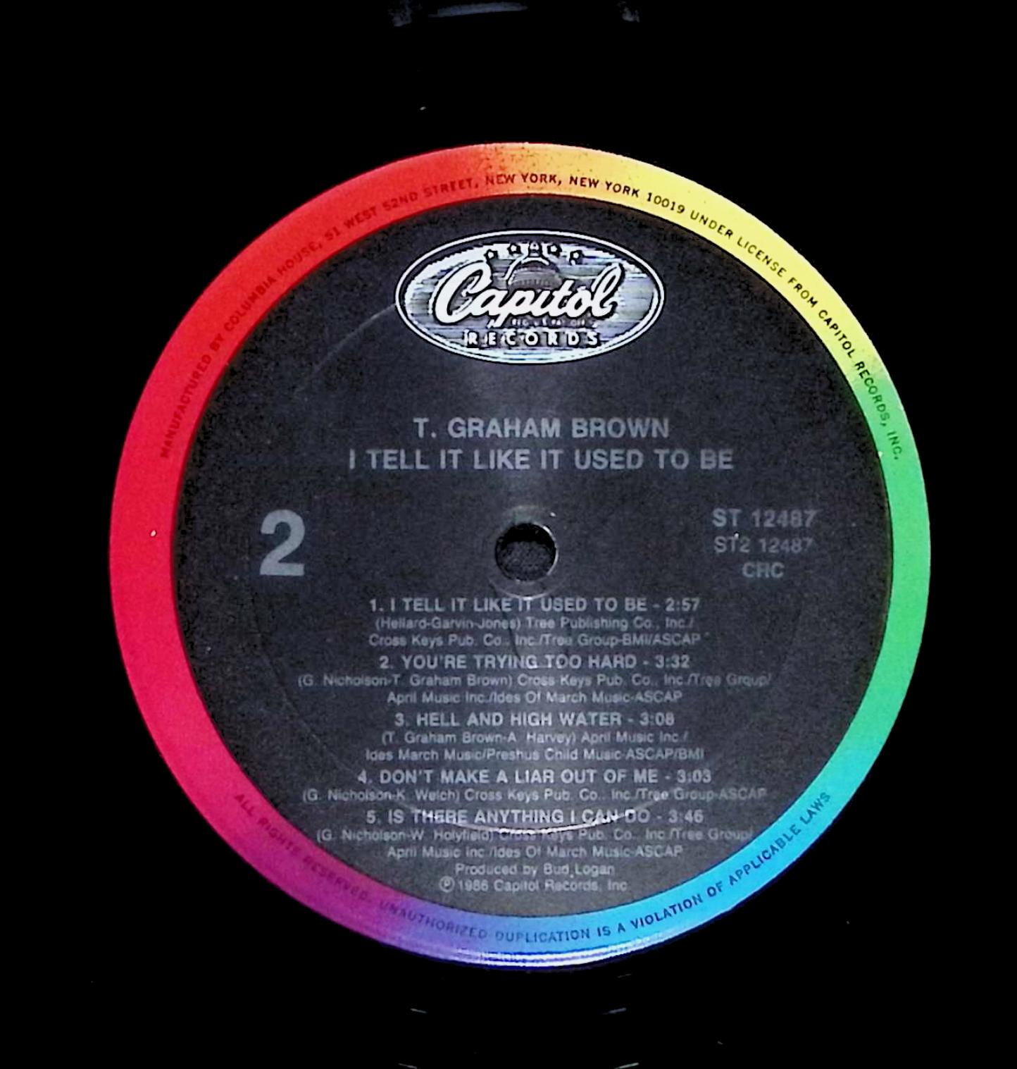 T. Graham Brown - I Tell It Like It Used To Be 12" LP 1986 ST-12487 — image 4