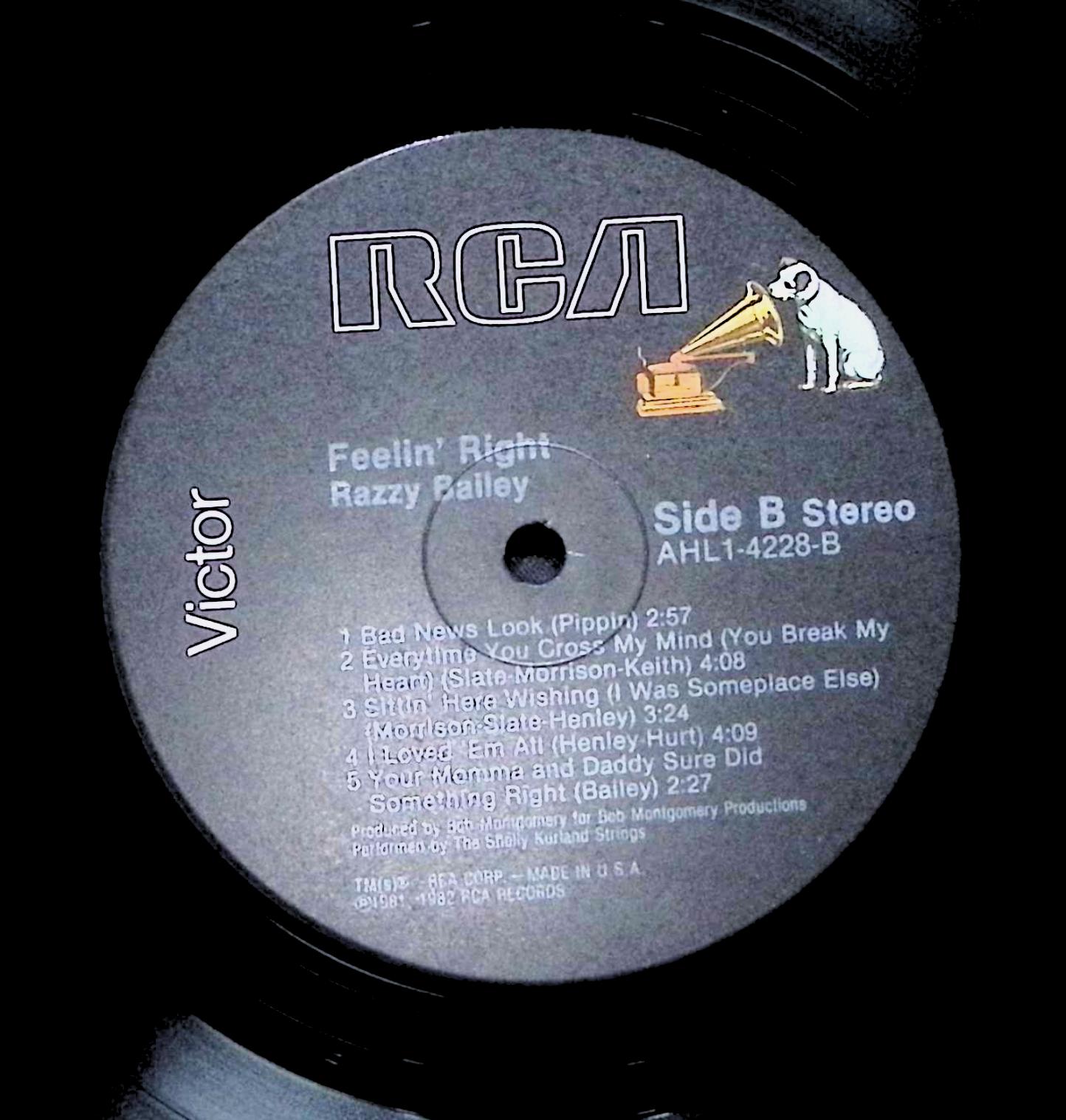 Razzy Bailey Feelin' Right 12" LP 1982 AHL1-4228 Folk, World, & Country — image 4