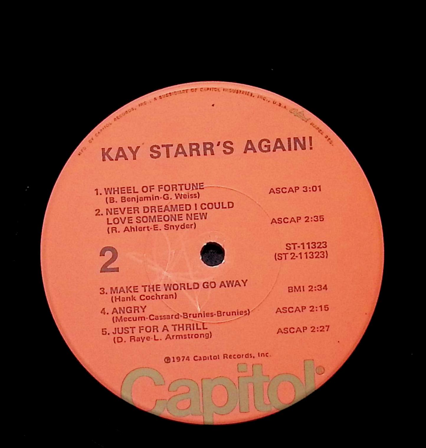 Kay Starr Kay Starr's Again 12" LP 1974 ST 11323 Jazz — image 2