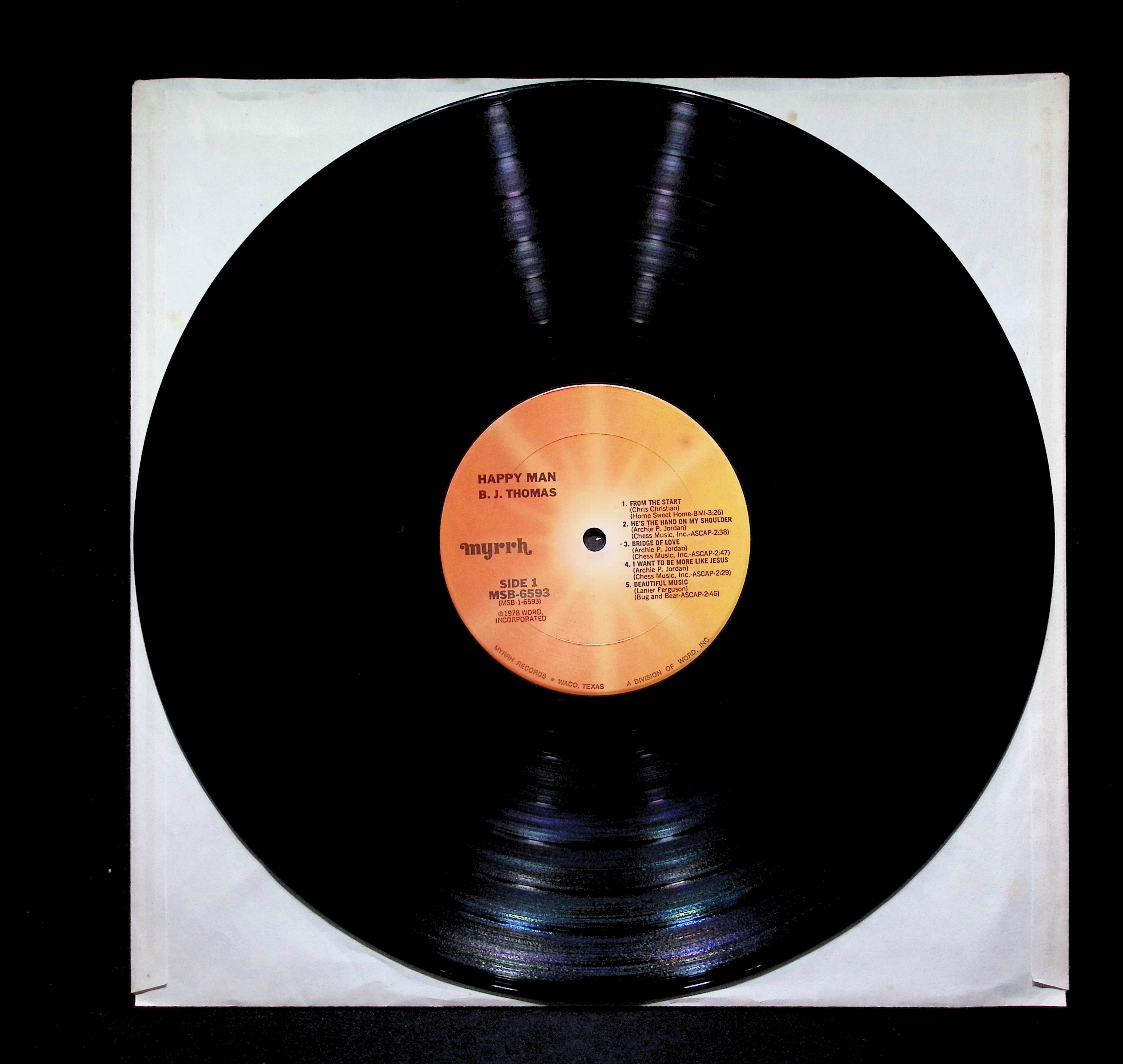 B.J. Thomas Happy Man 12" LP 1978 MSB-6593 Funk / Soul — image 3