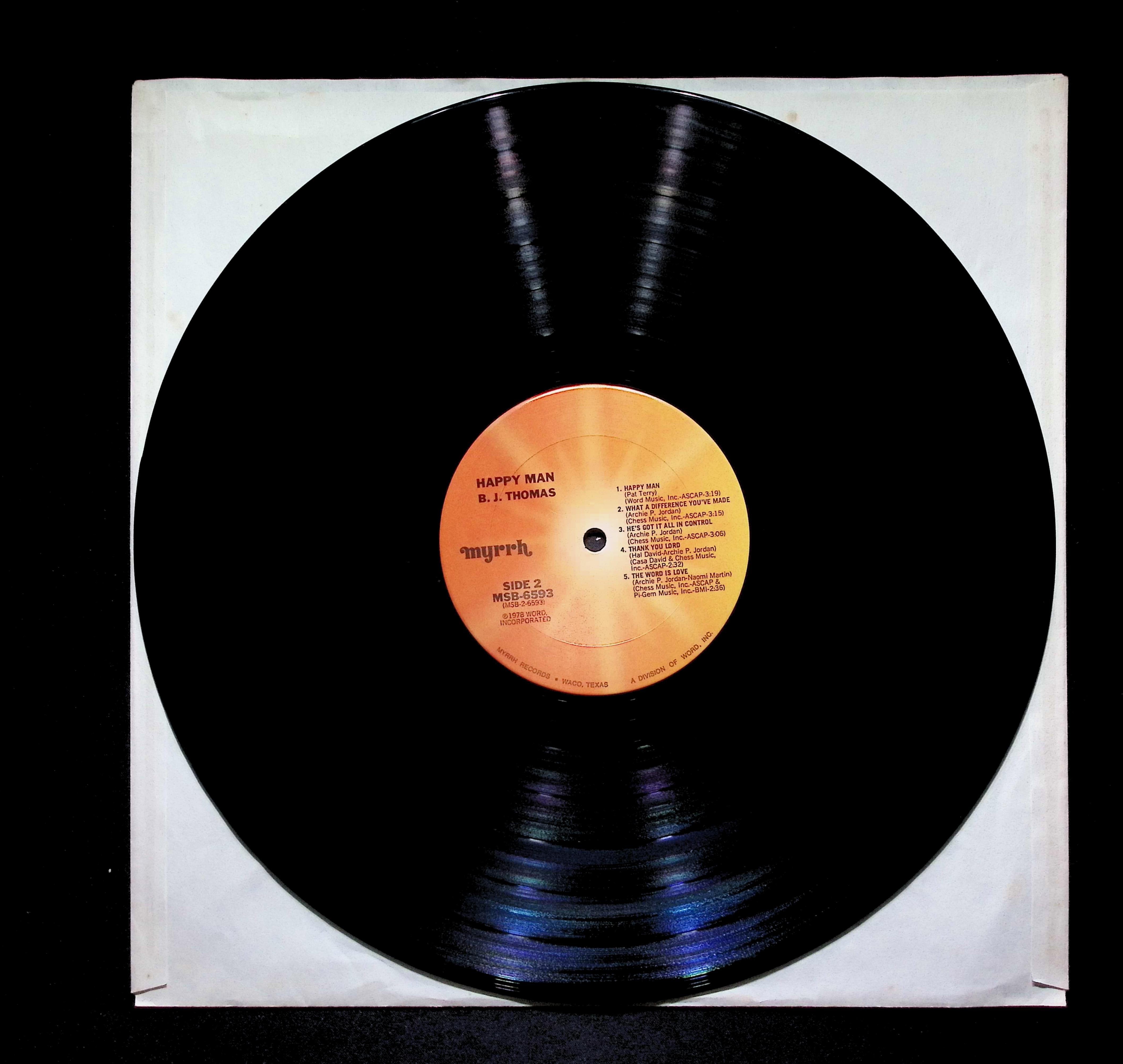 B.J. Thomas Happy Man 12" LP 1978 MSB-6593 Funk / Soul — image 5