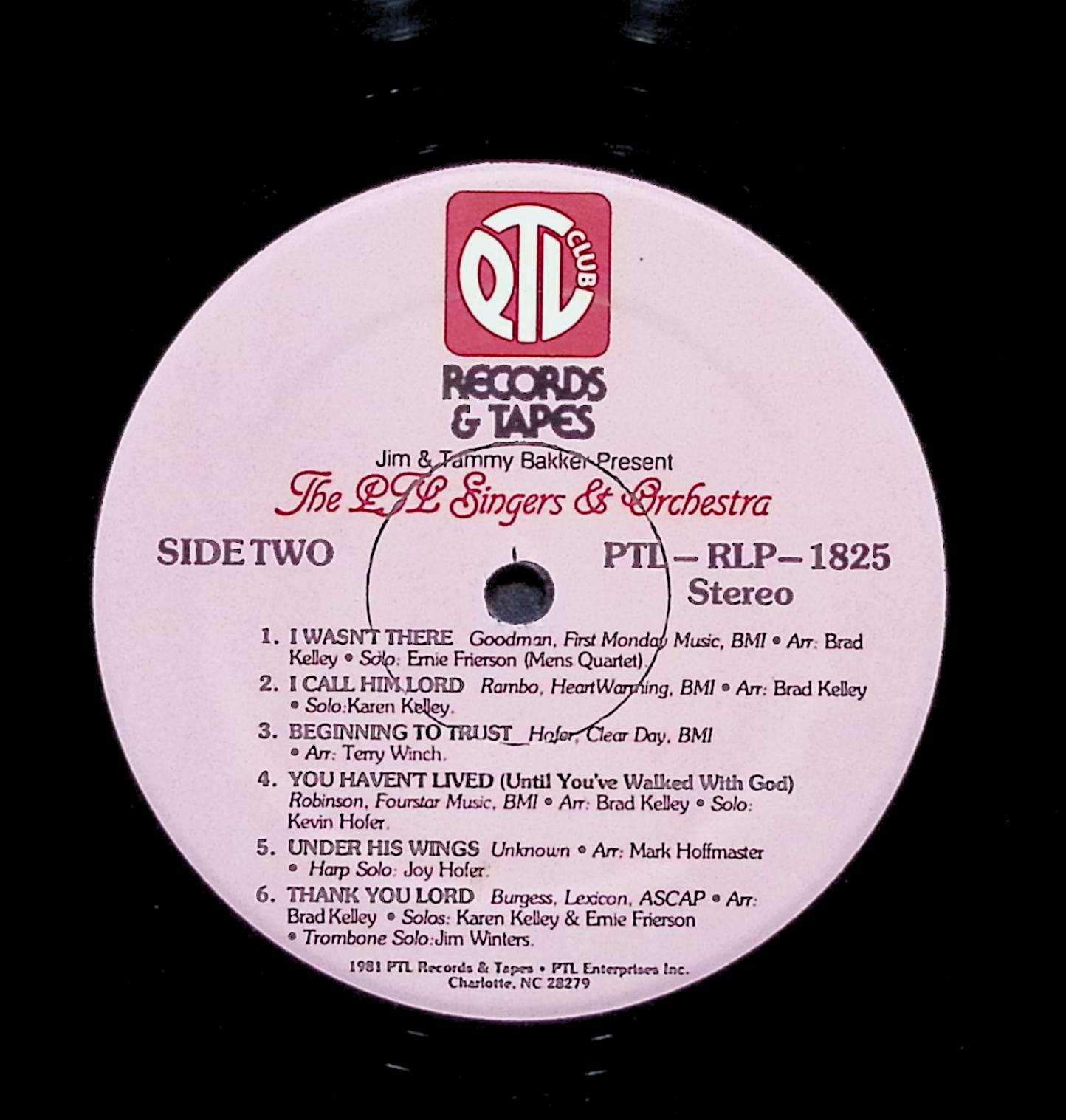 The PTL Singers & Orchestra by Jim Bakker & Tammy Bakker 12" LP 1981 PTL-RLP-1825 — image 2