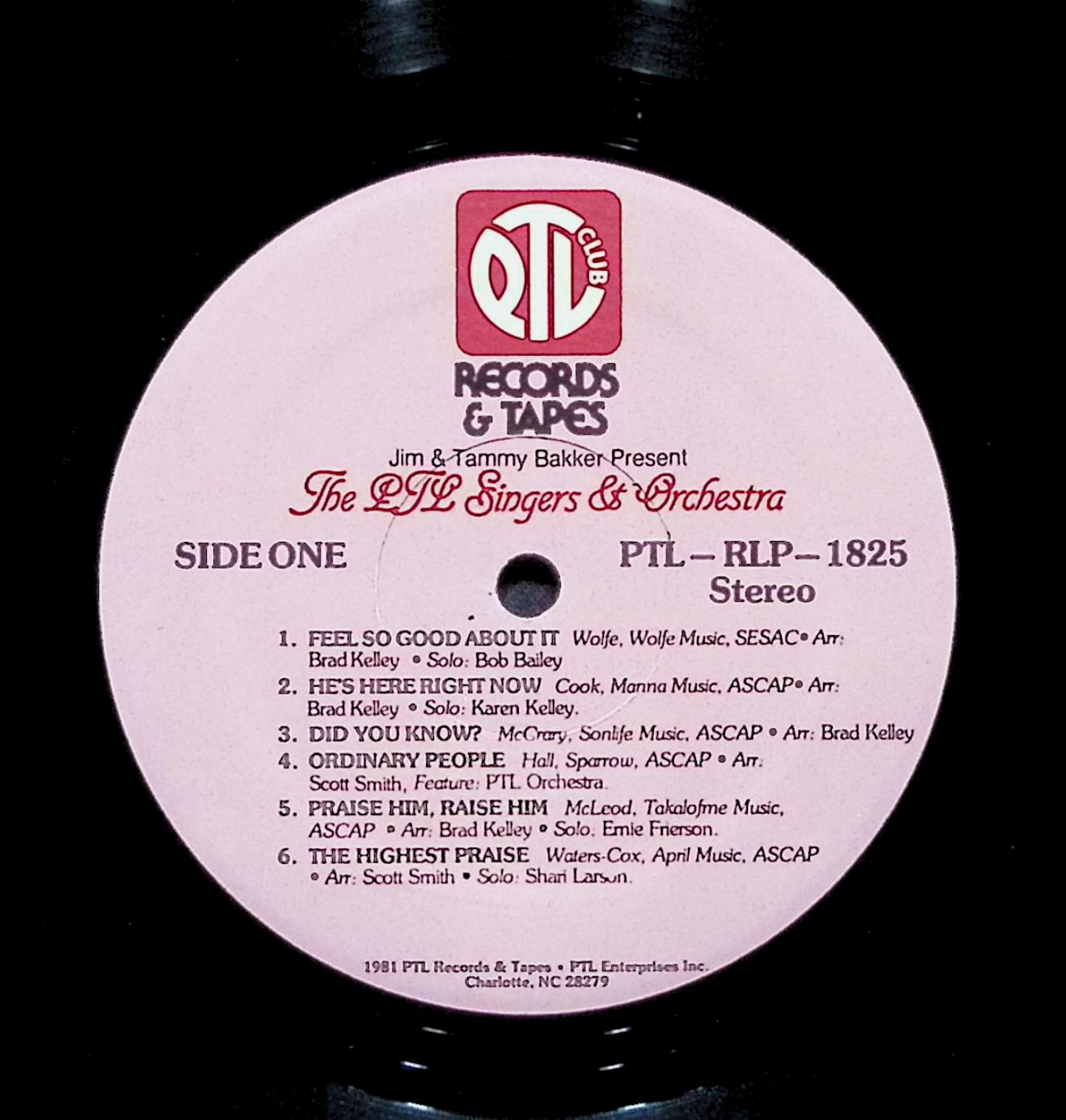 The PTL Singers & Orchestra by Jim Bakker & Tammy Bakker 12" LP 1981 PTL-RLP-1825 — image 4
