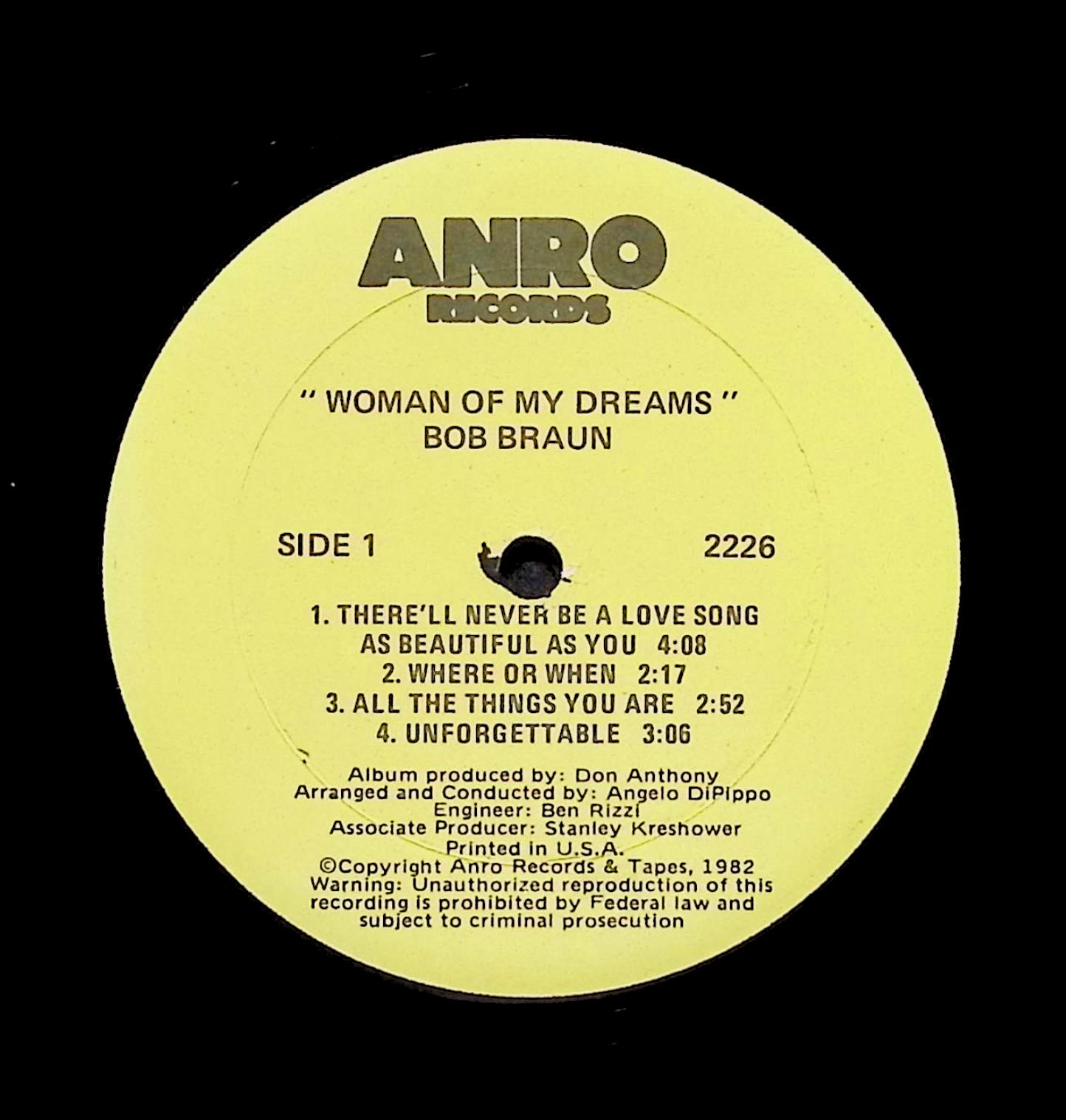 Bob Braun Woman Of My Dreams 12" LP 1982 2226 Pop — image 2
