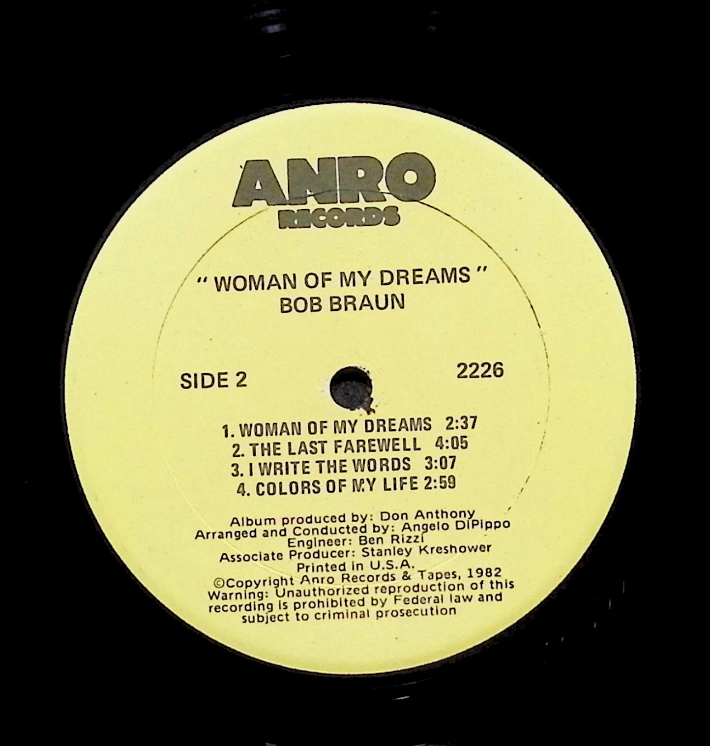 Bob Braun Woman Of My Dreams 12" LP 1982 2226 Pop — image 4