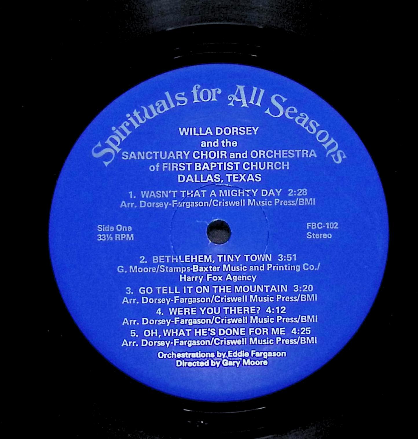 Willa Dorsey Spirituals For All Seasons 12" LP 1977 FBC-102 Folk — image 2