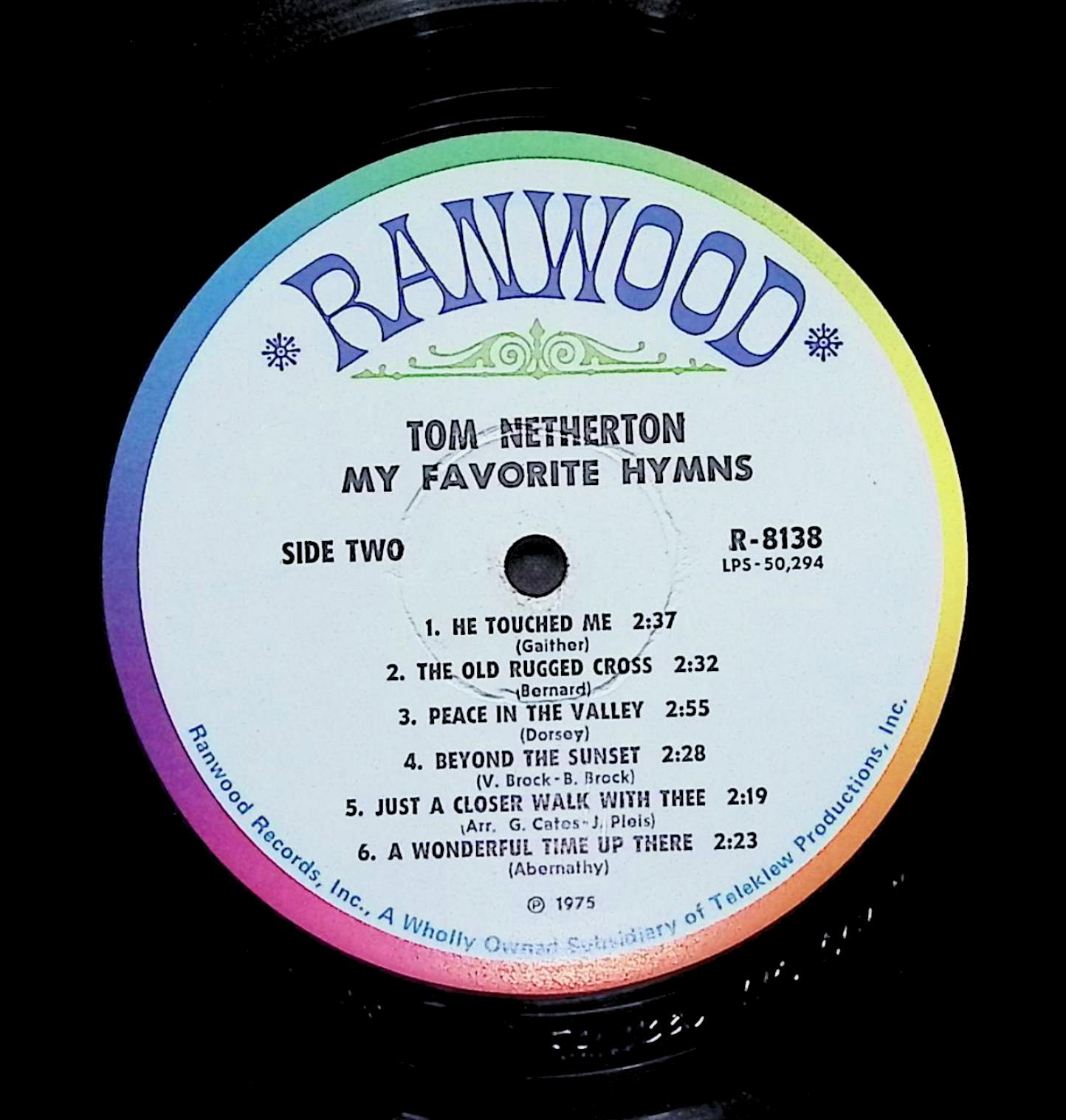 Tom Netherton My Favorite Hymns 12" LP 1975 R-8138 Folk, World, & Country — image 2