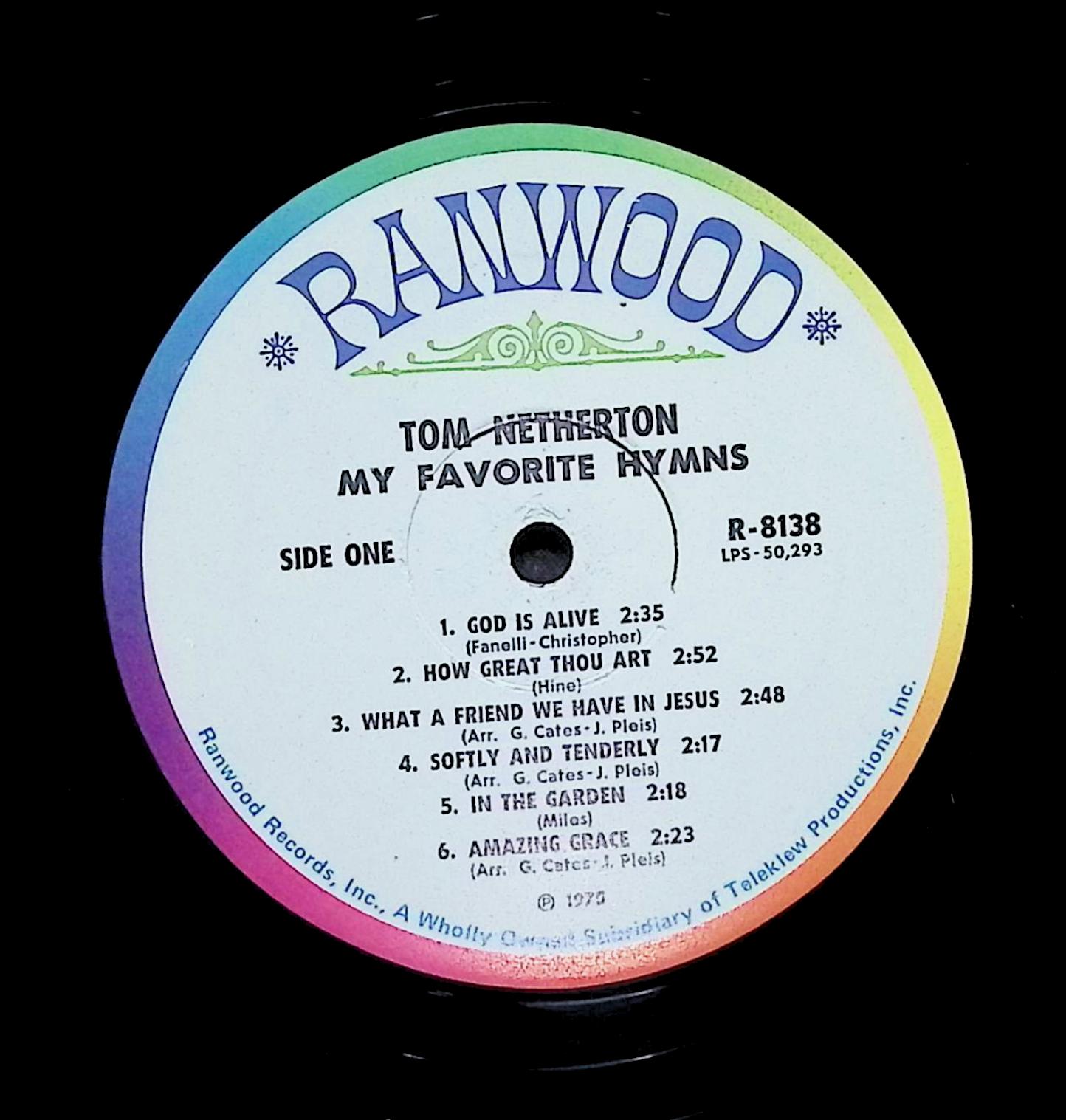 Tom Netherton My Favorite Hymns 12" LP 1975 R-8138 Folk, World, & Country — image 4