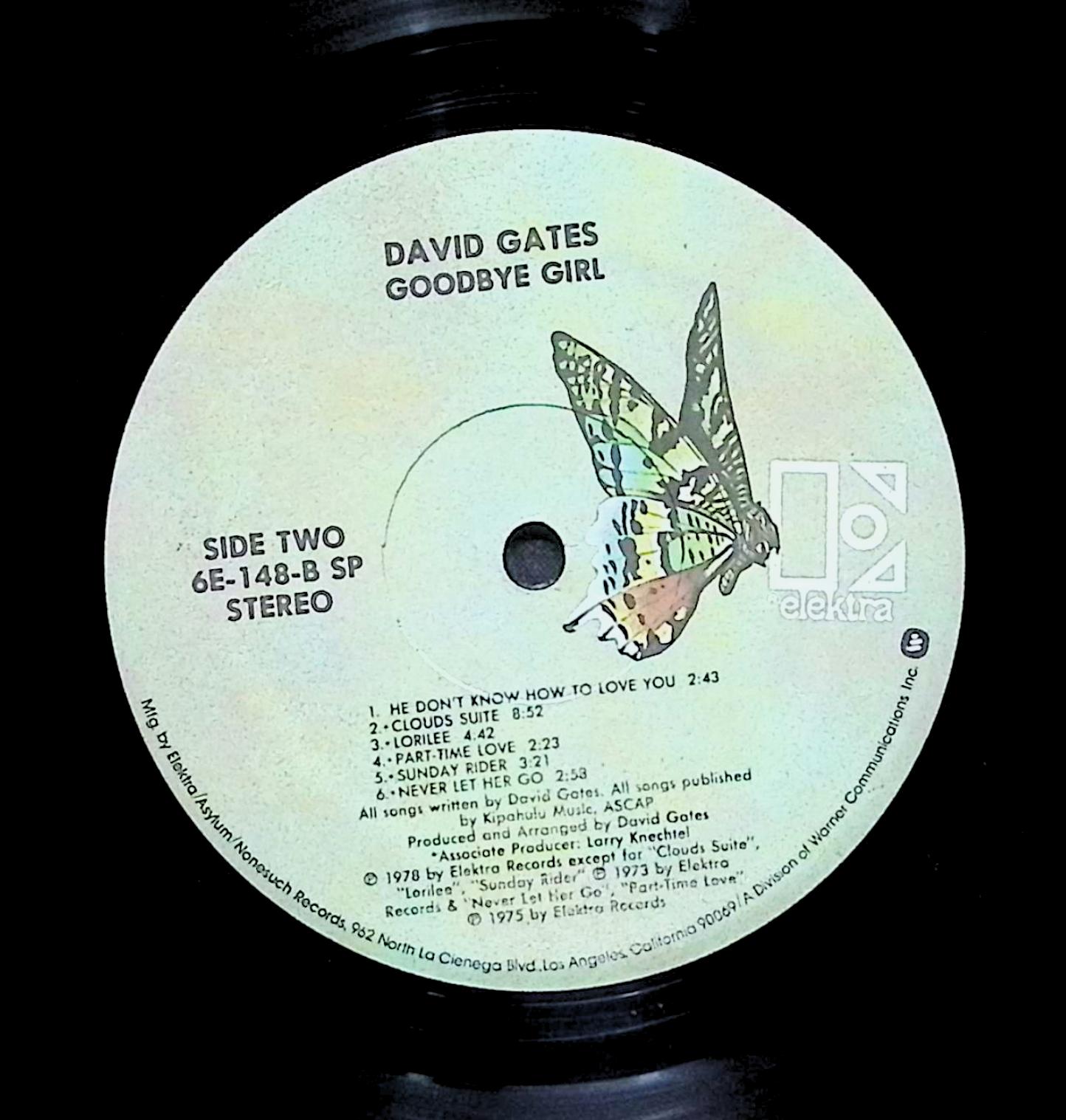 David Gates Goodbye Girl 12" LP 1978 6E 148 Rock — image 2