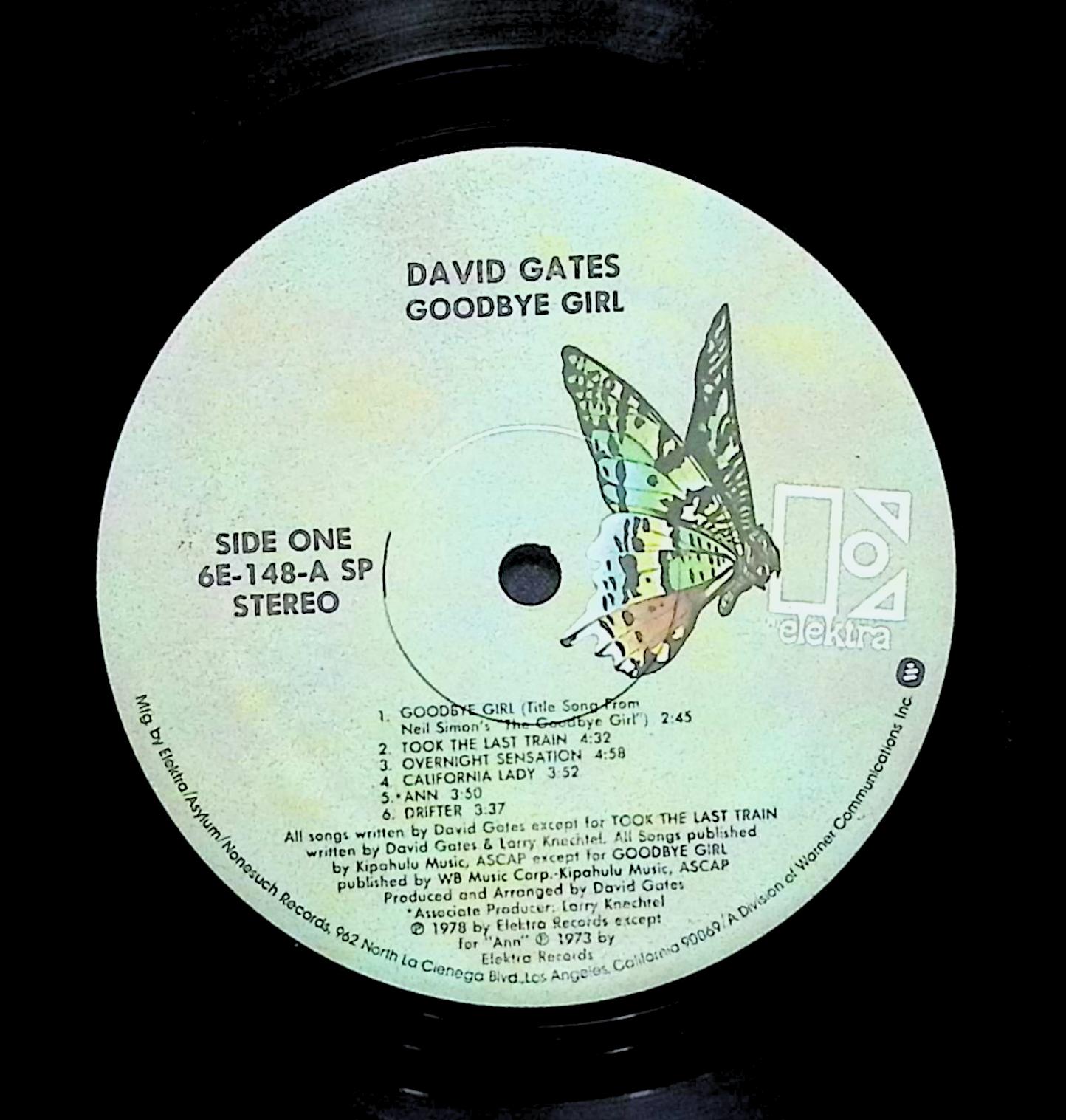 David Gates Goodbye Girl 12" LP 1978 6E 148 Rock — image 4