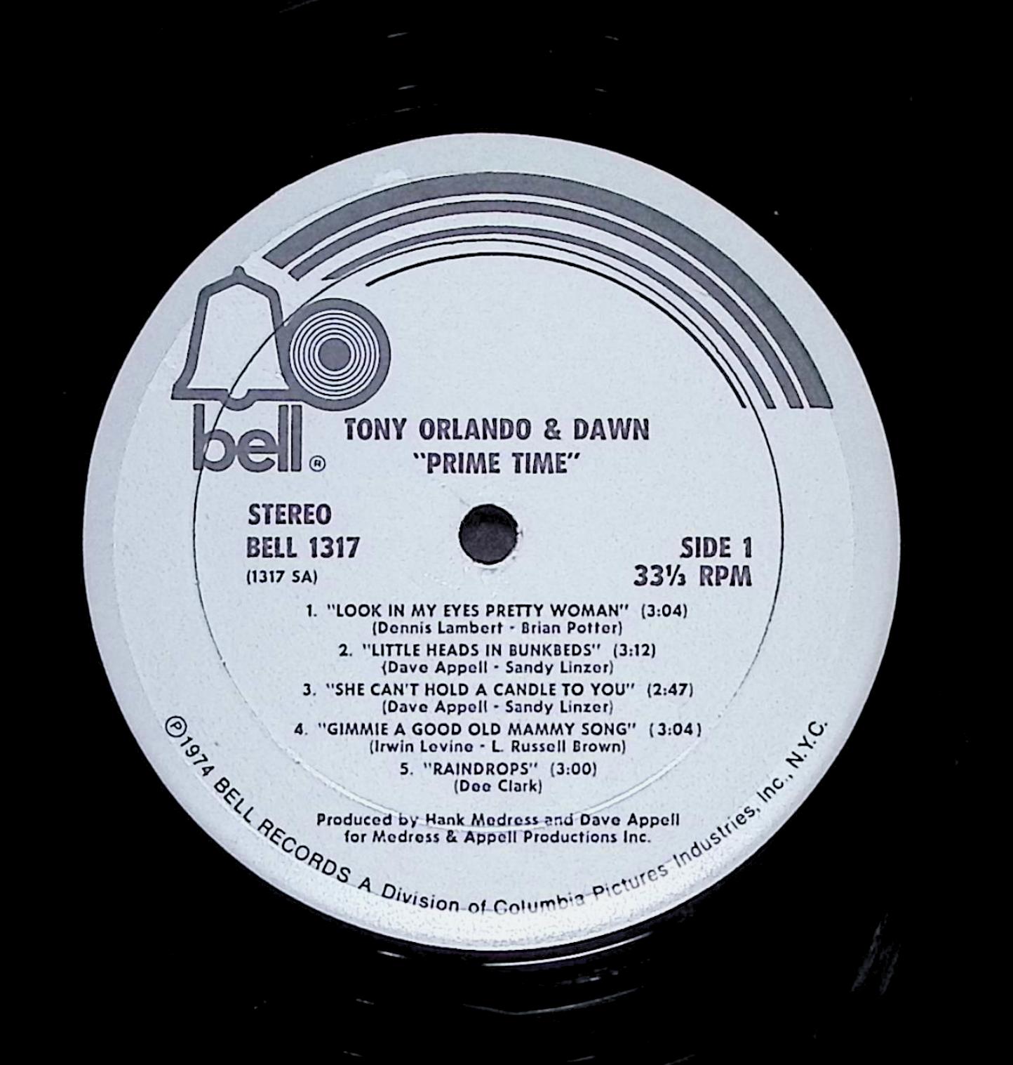 Tony Orlando & Dawn Prime Time 12" LP 1974 BELL 1317 Rock — image 2