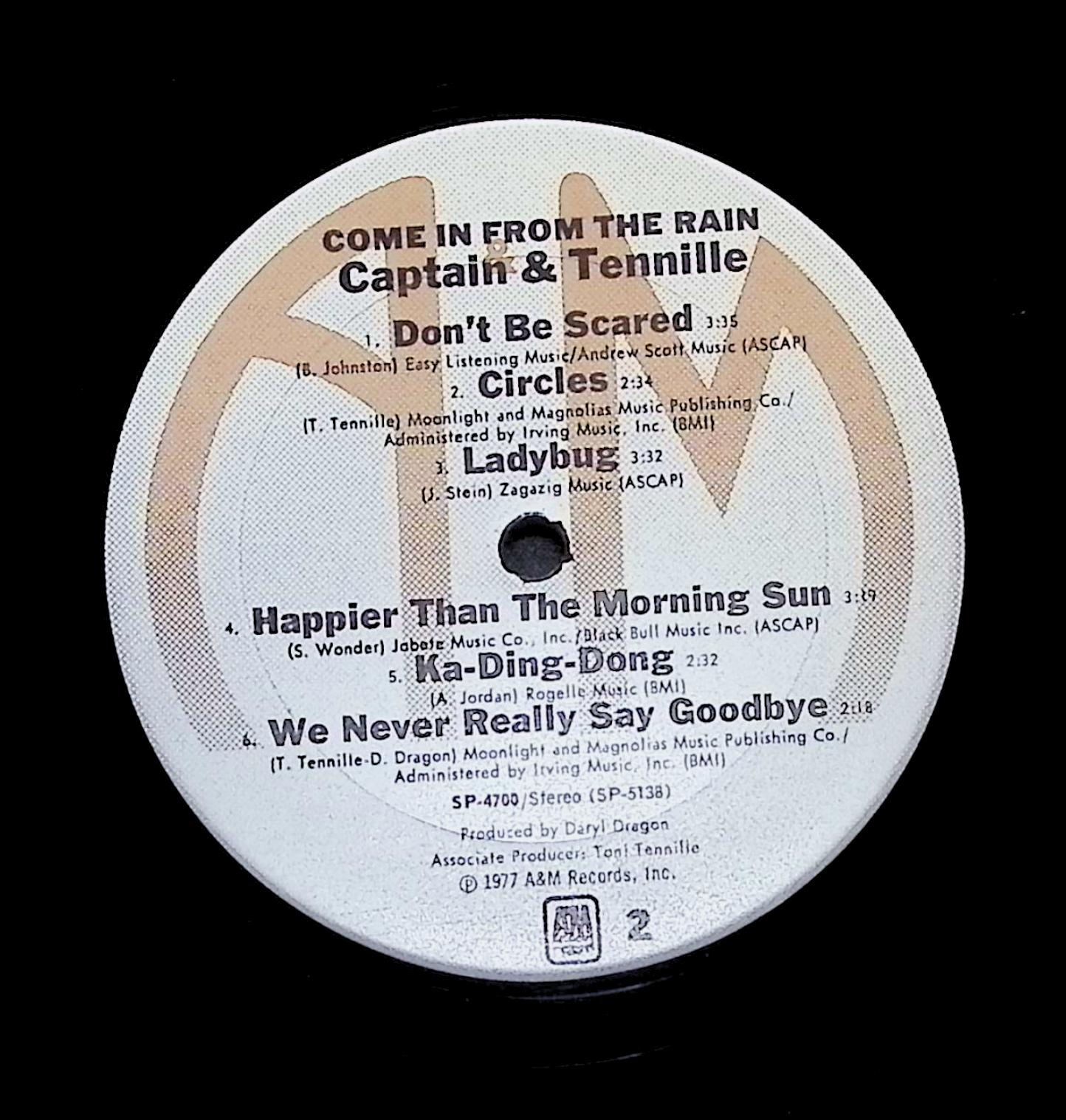 Captain And Tennille Come In From The Rain 12" LP 1977 SP-4700 Rock — image 2