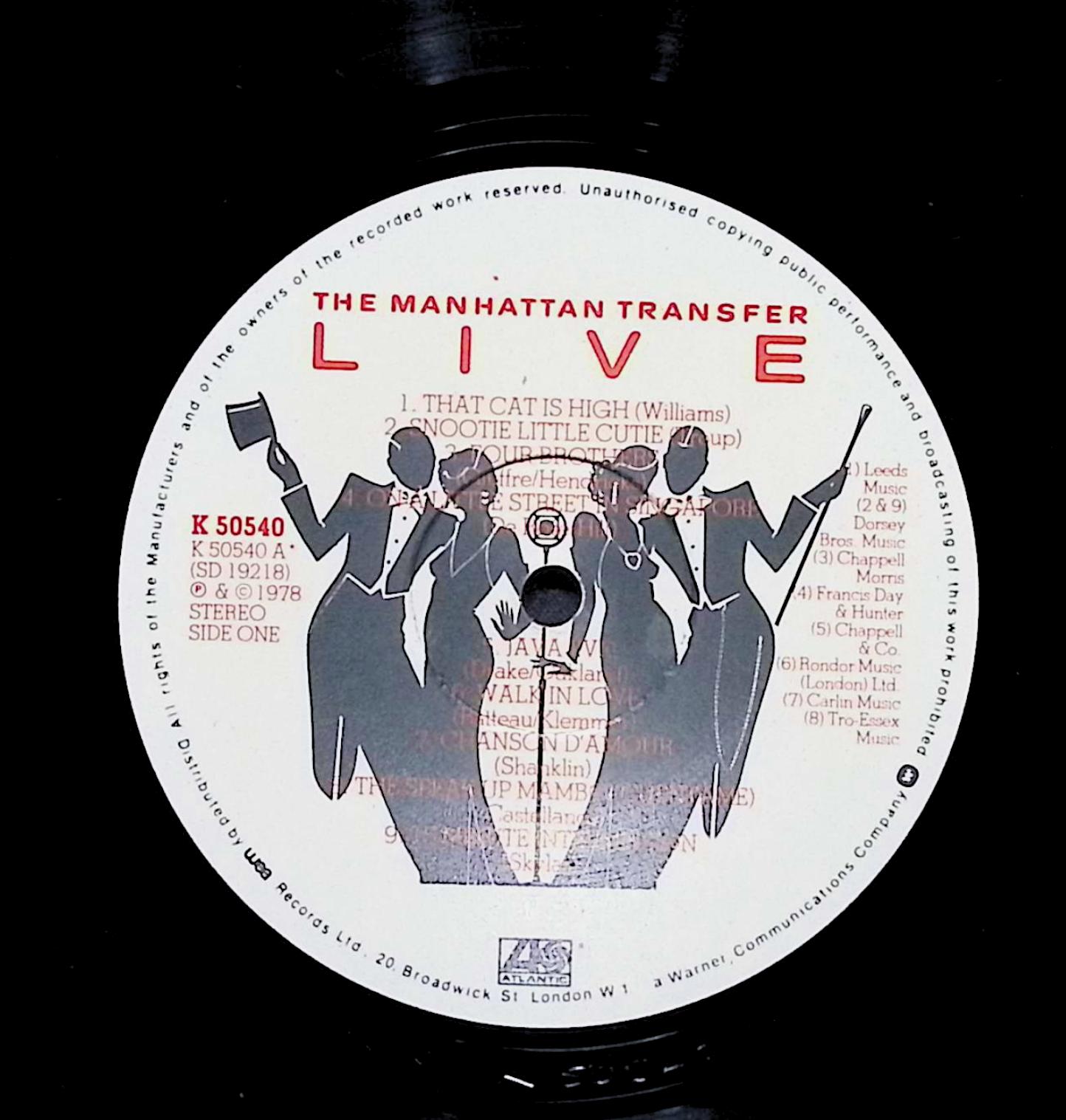 The Manhattan Transfer Live 12" LP 1978 K 50540 Jazz Vintage Vinyl Album — image 2