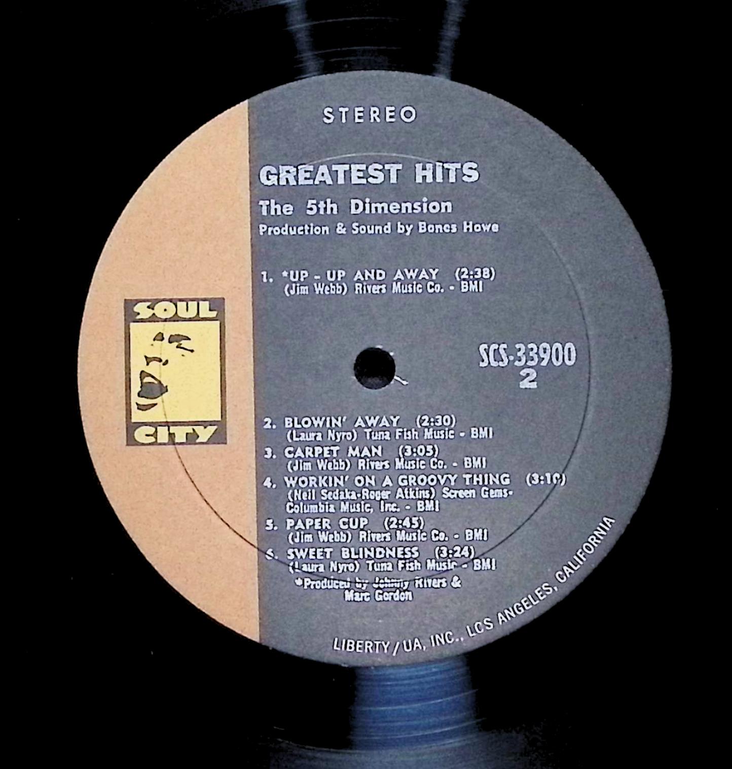 The Fifth Dimension Greatest Hits 12" LP 1970 SCS-33900 Rock — image 2