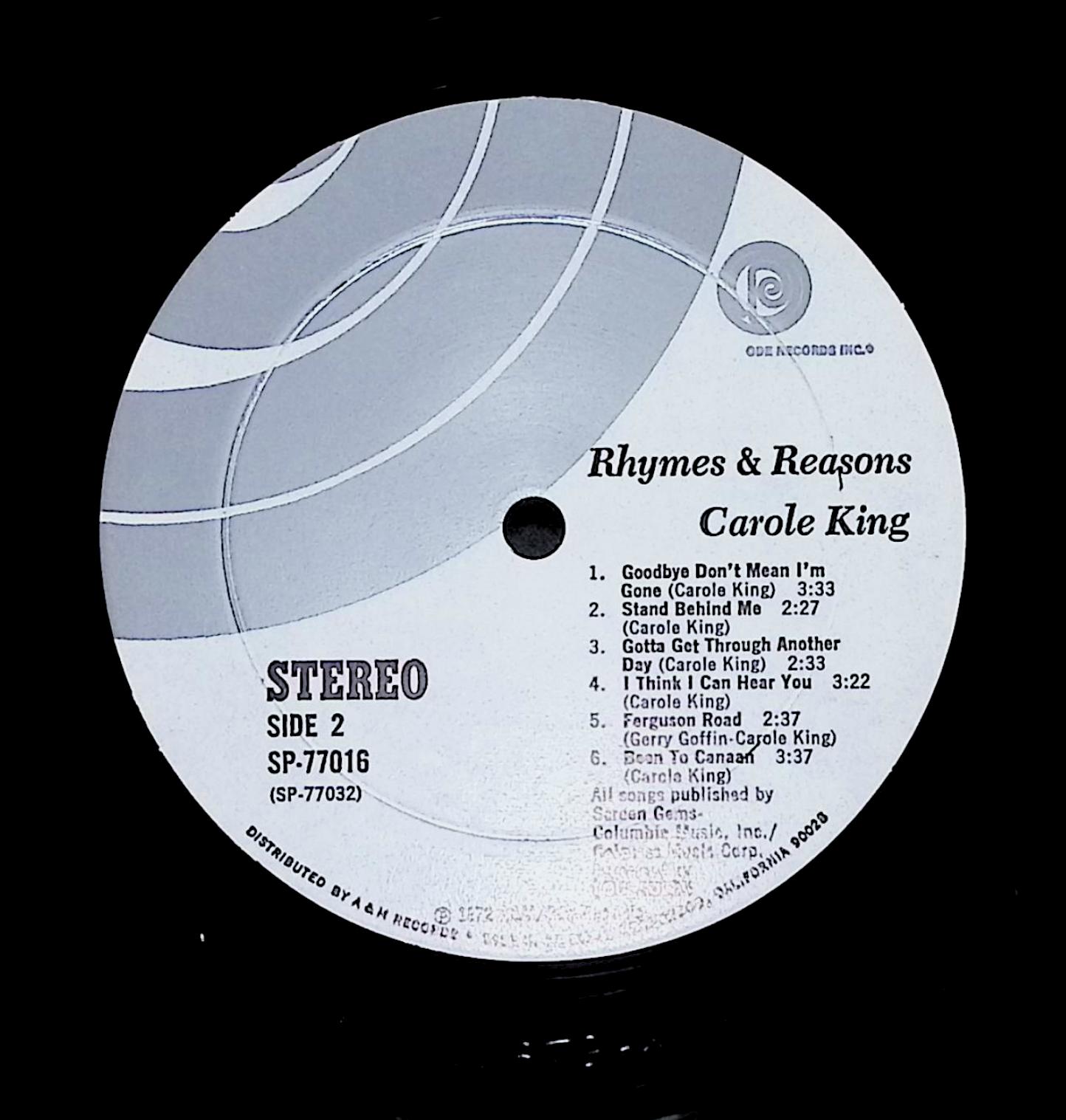 Carole King Rhymes & Reasons 12" LP 1972 SP-77016 Rock — image 2