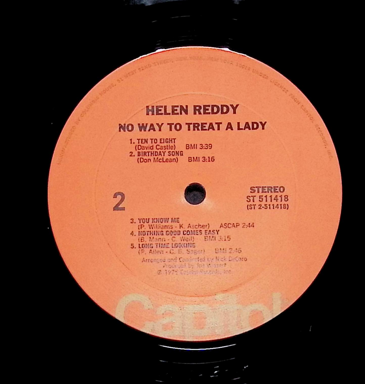Helen Reddy No Way To Treat A Lady 12" LP 1975 ST-11418 Pop — image 2