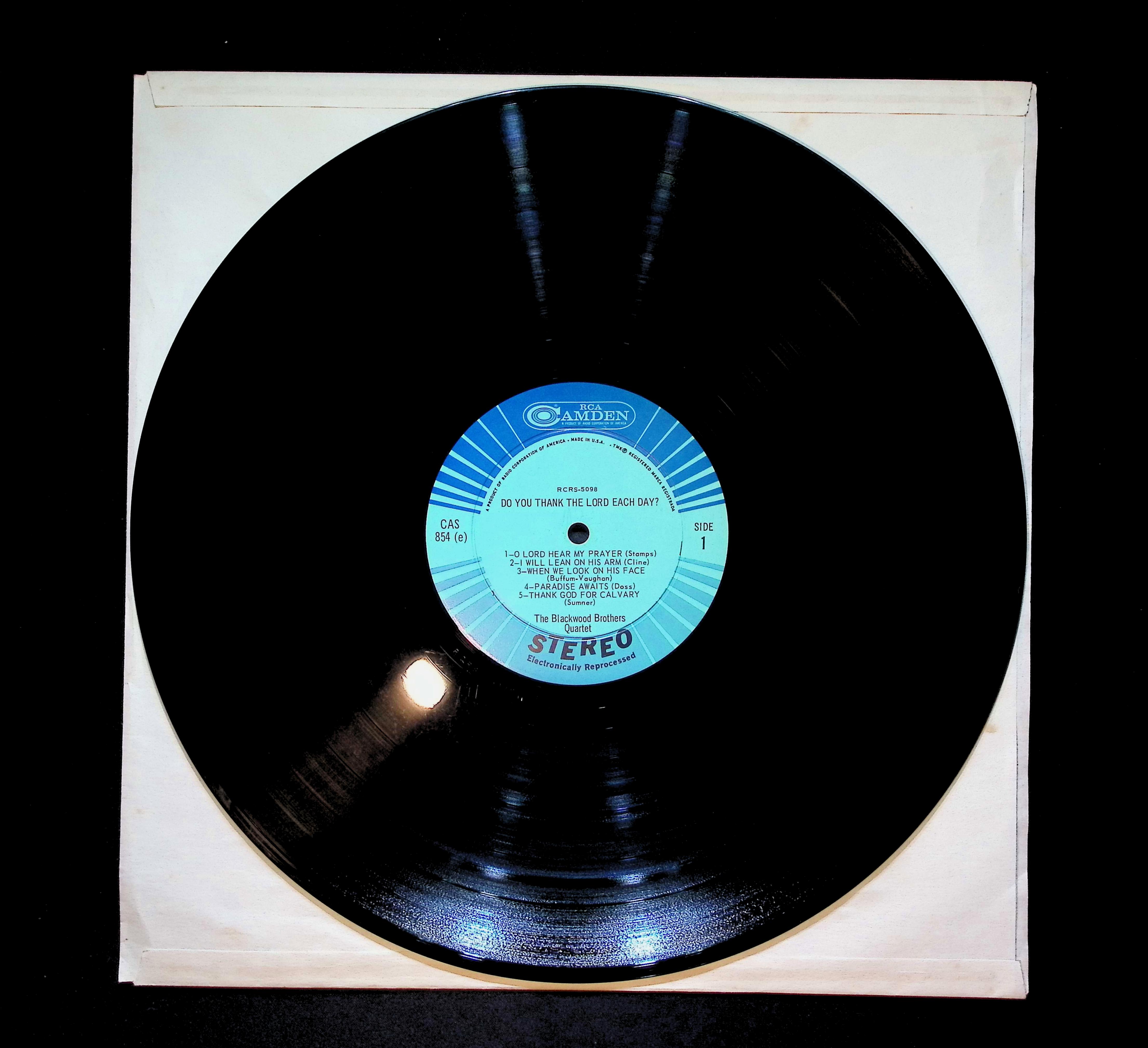 The Blackwood Brothers Quartet Do You Thank The Lord Each Day? 12" LP 1965 CAS-854(e) Folk, World, & Country — image 3