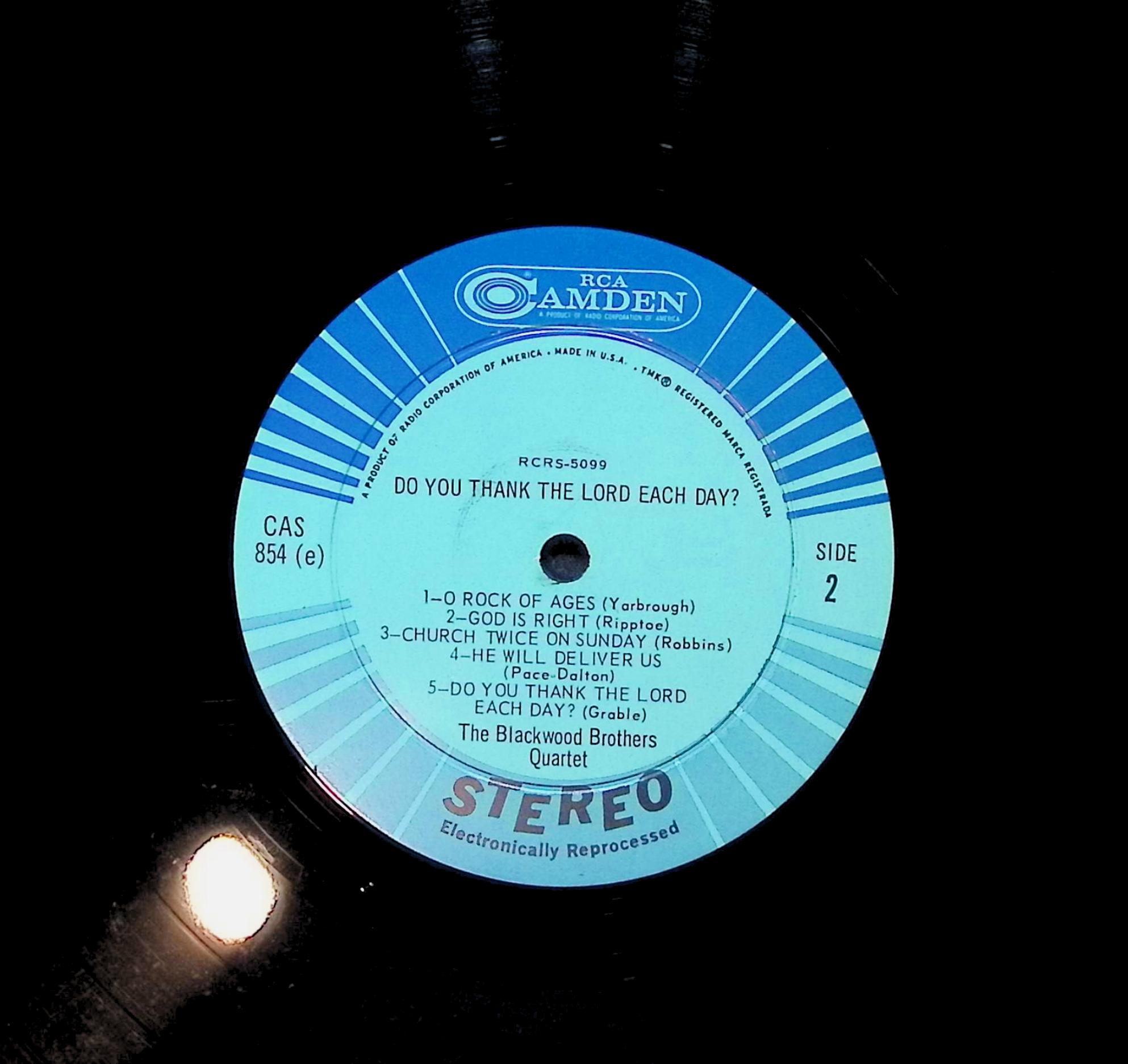 The Blackwood Brothers Quartet Do You Thank The Lord Each Day? 12" LP 1965 CAS-854(e) Folk, World, & Country — image 4