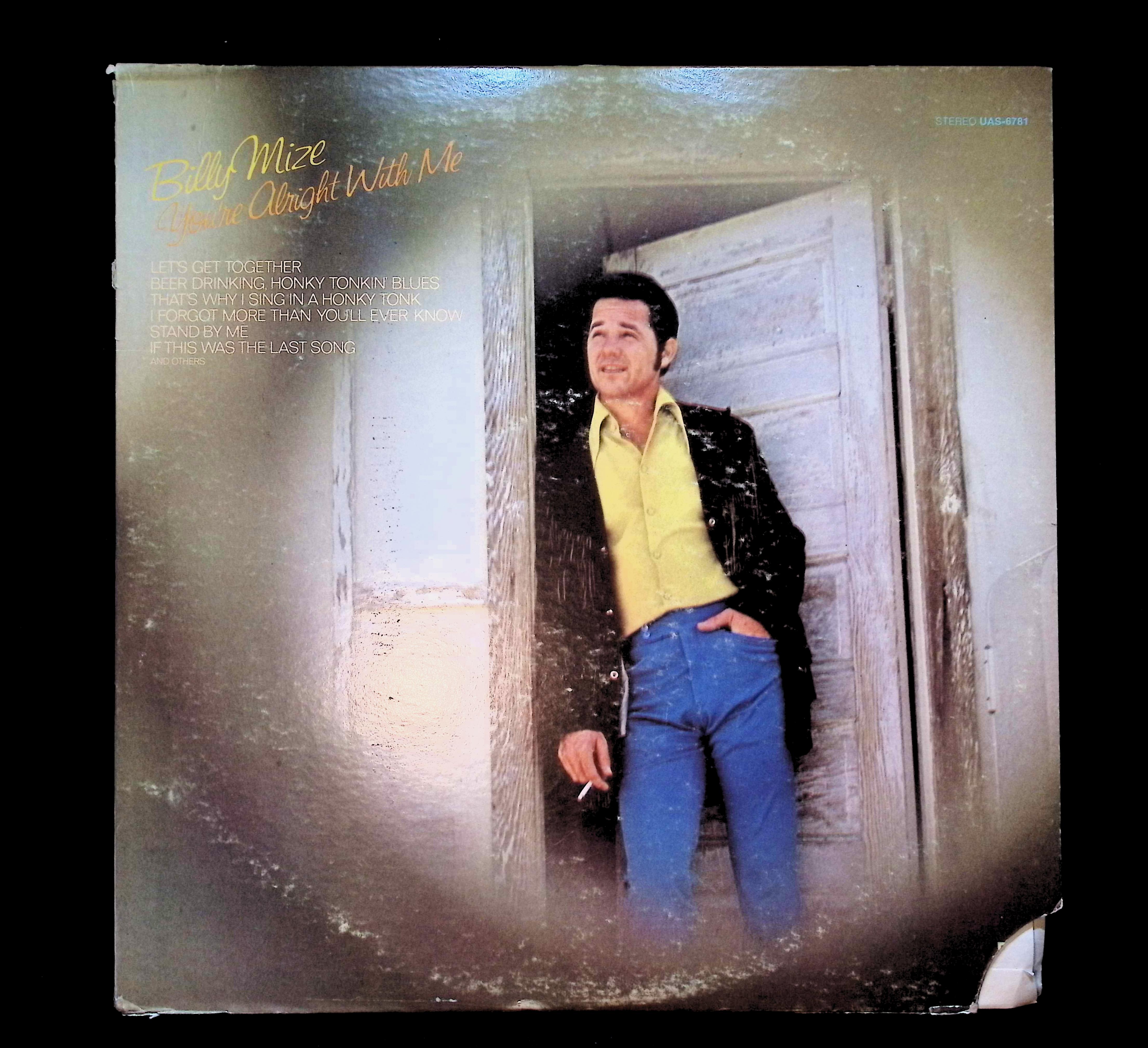 Billy Mize You're Alright With Me 12" LP 1971 UAS-6781 Folk, World, & Country