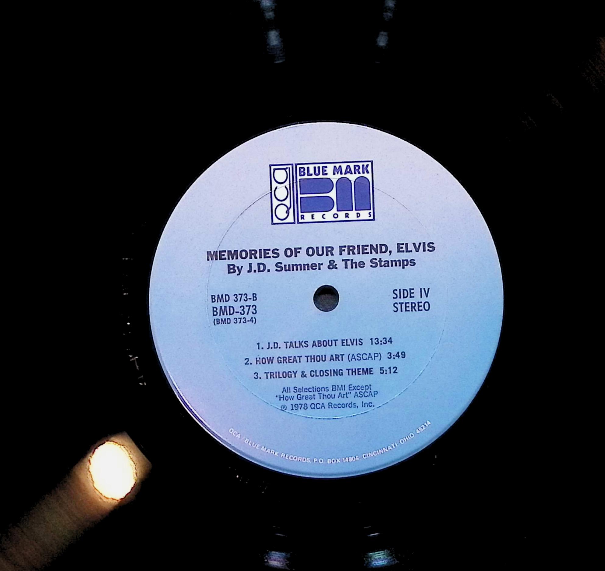 J.D. Sumner & The Stamps Memories Of Our Friend Elvis 12" LP Unknown Era BMD 373 Rock — image 4
