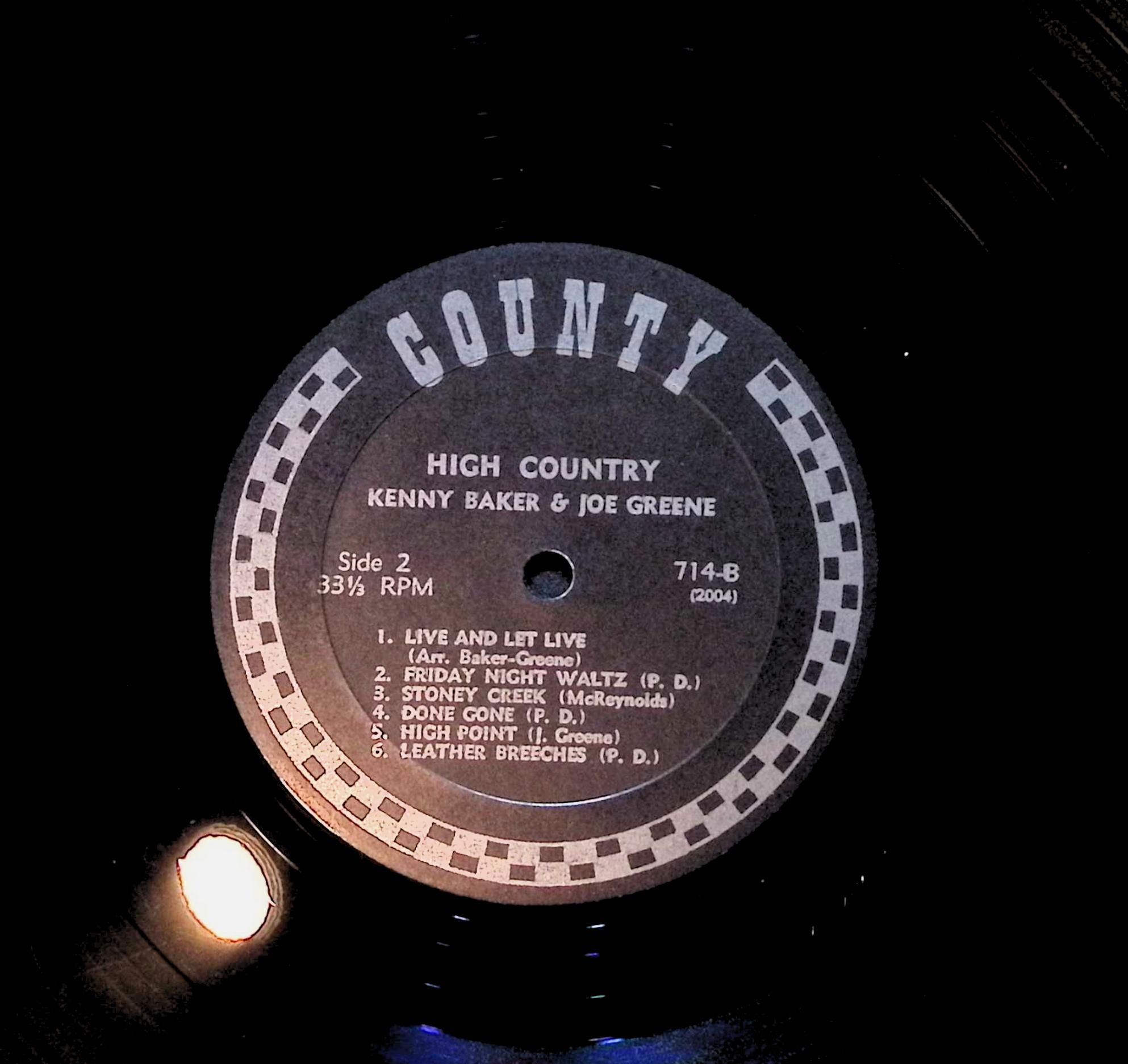 Kenny Baker (4) & Joe Greene (3) High Country 12" LP 1968 714 Folk, World, & Country — image 2