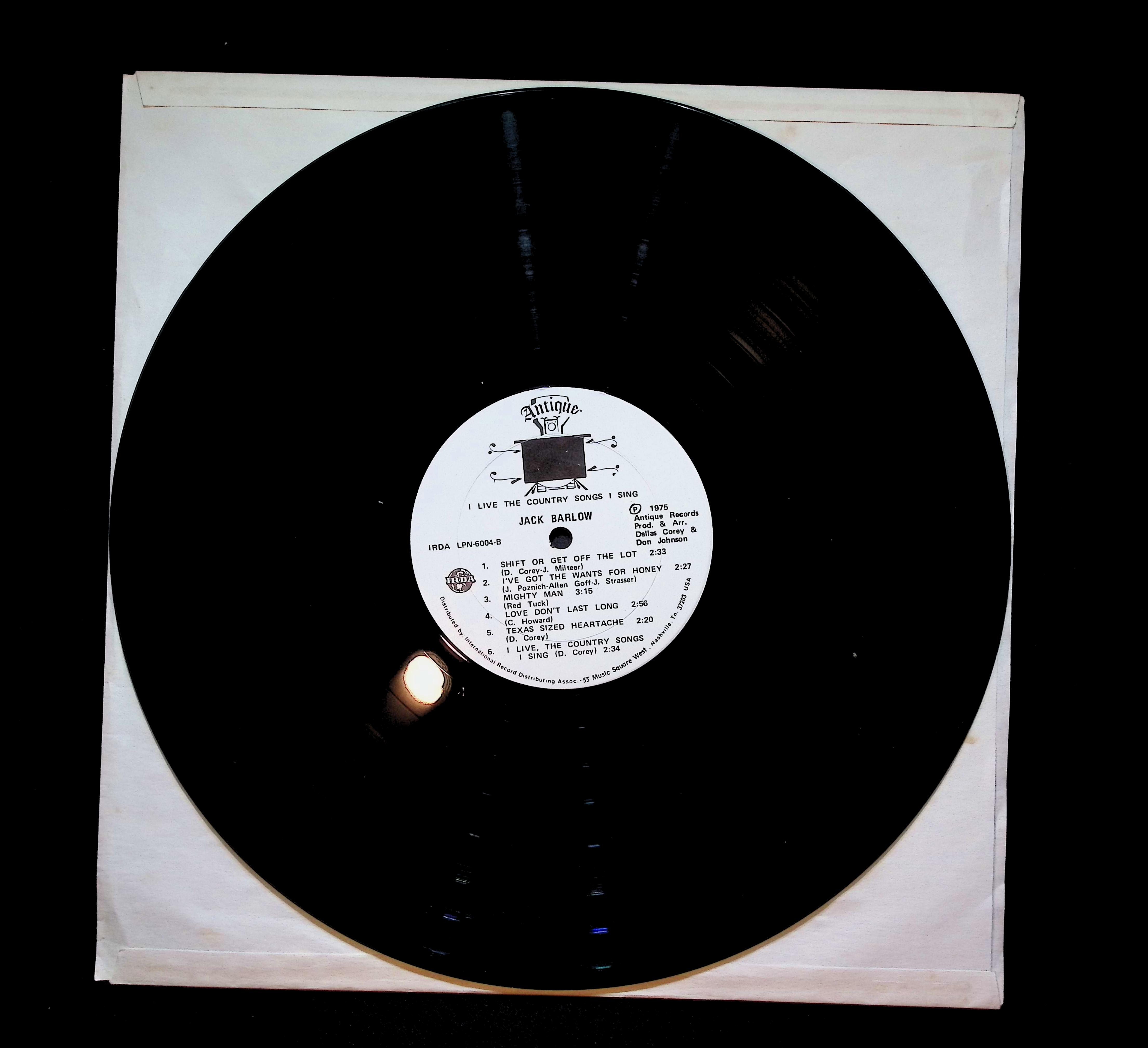 Jack Barlow I Live The Country Songs I Sing 12" LP 1975 IRDA LPN-6004 Folk, World, & Country — image 5