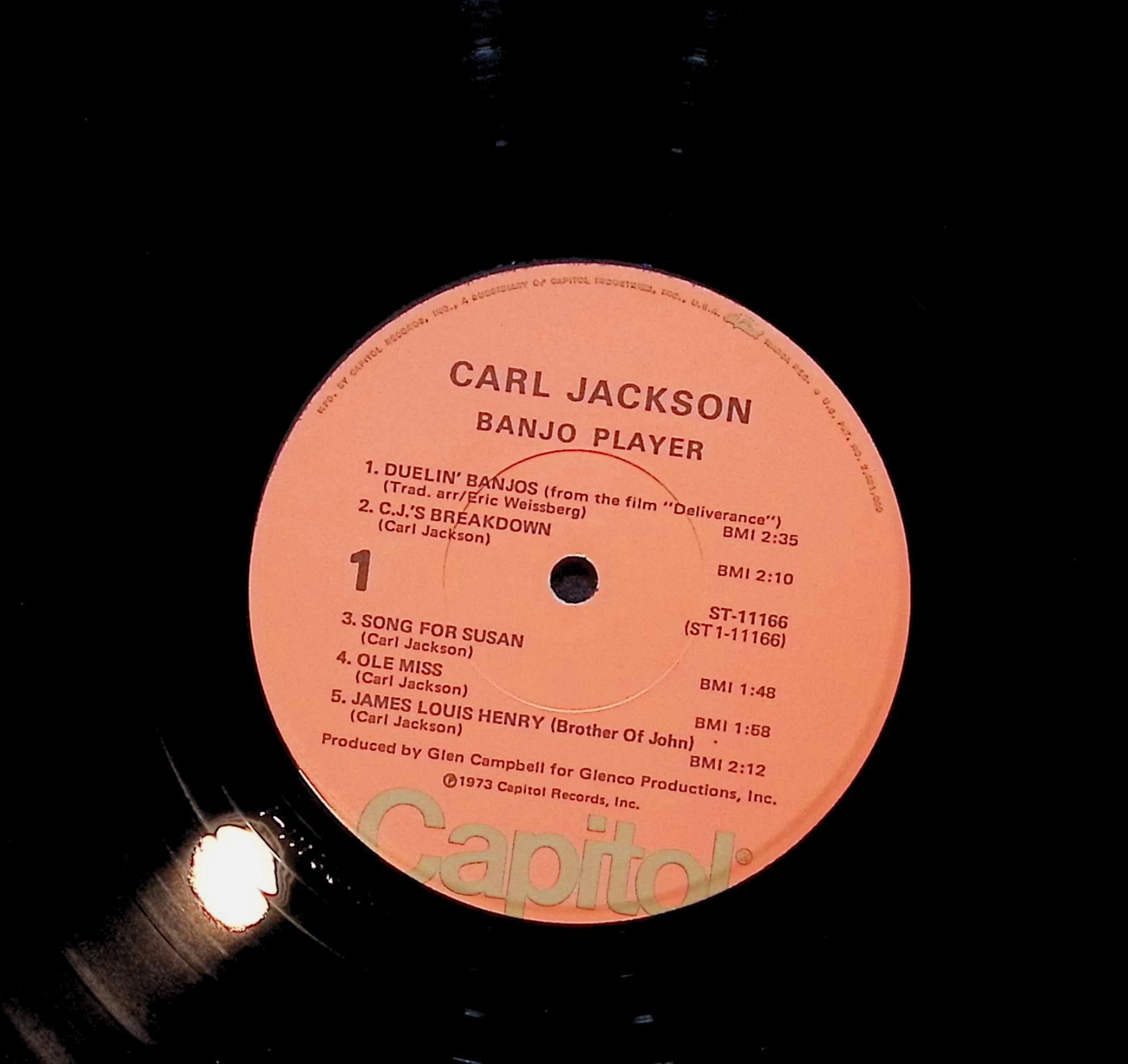 Carl Jackson Banjo Player 12" LP 1973 E-ST 11166 Folk, World, & Country — image 2
