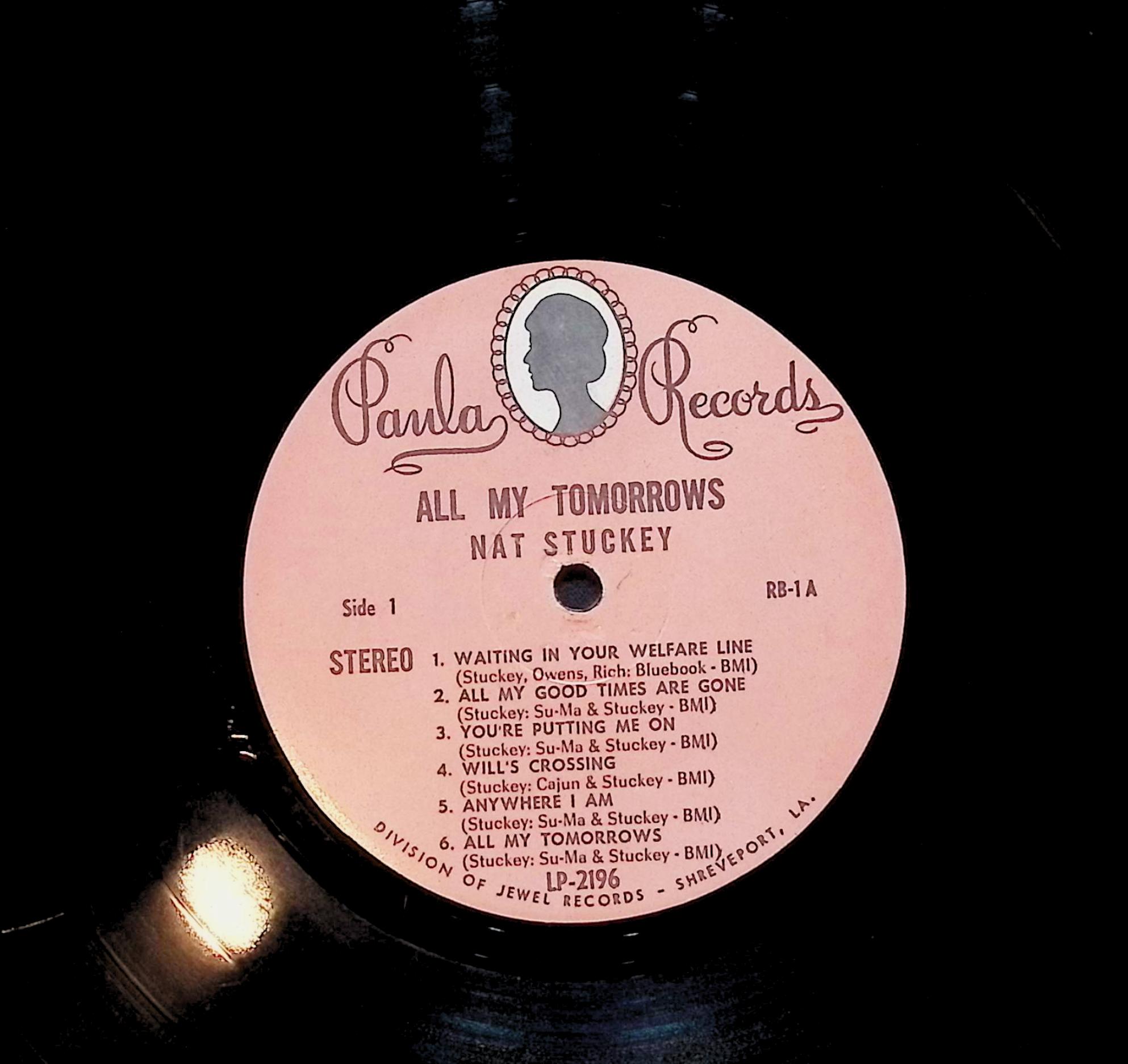 Nat Stuckey All My Tomorrows 12" LP 0 Paula Records LPS 2196 Folk, World, & Country — image 2
