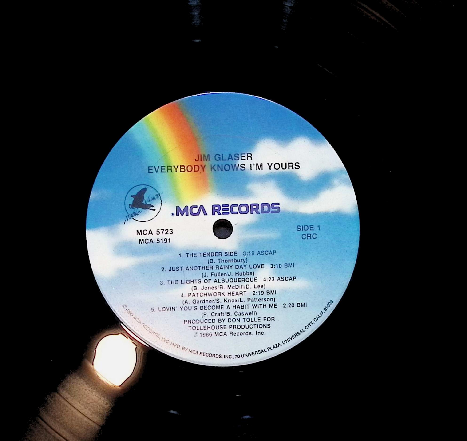 Jim Glaser Everybody Knows I'm Yours 12" LP 1986 MCA-5723 Pop — image 2