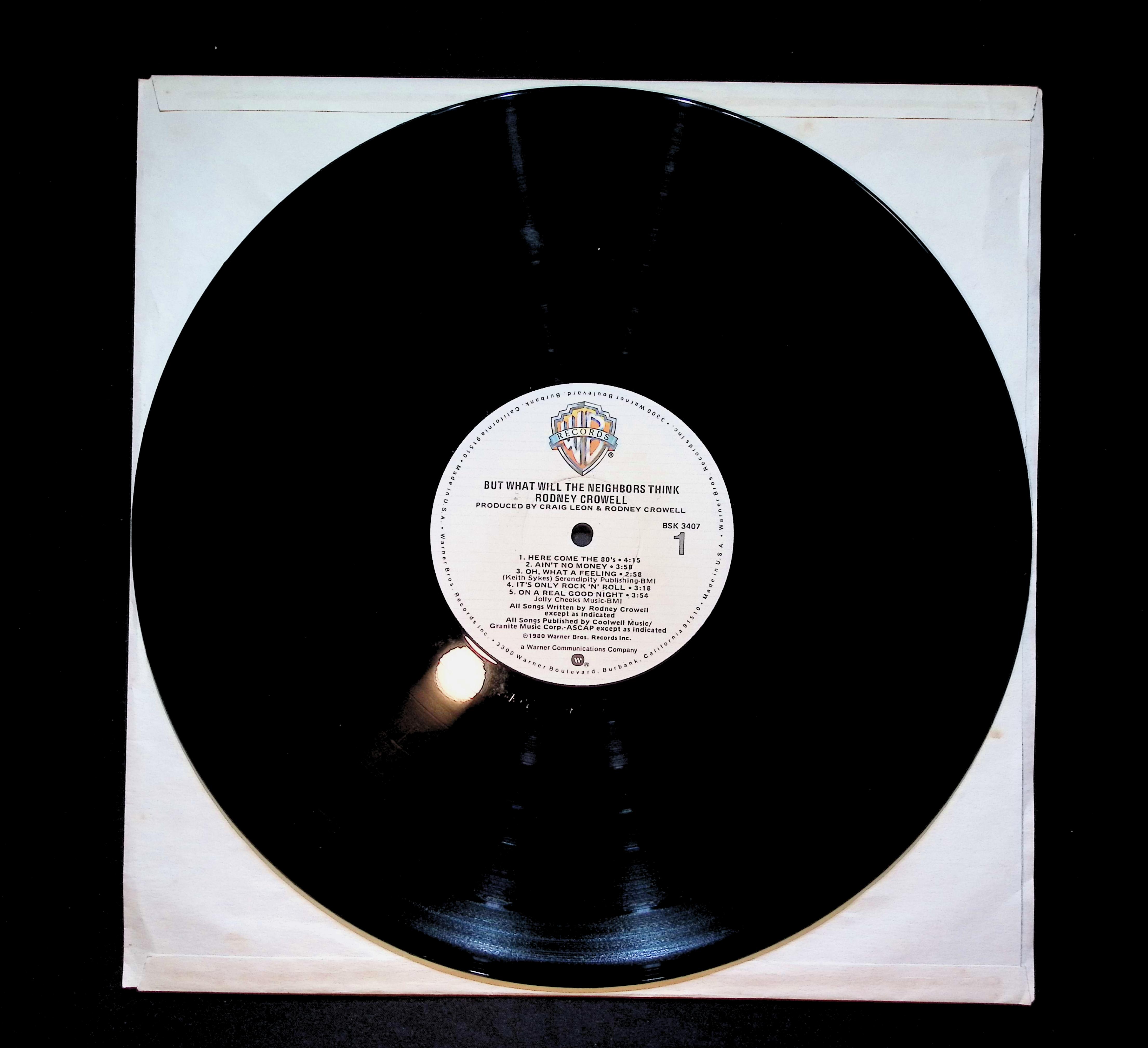 Rodney Crowell But What Will The Neighbors Think 12" LP 1980 BSK 3407 Pop — image 3